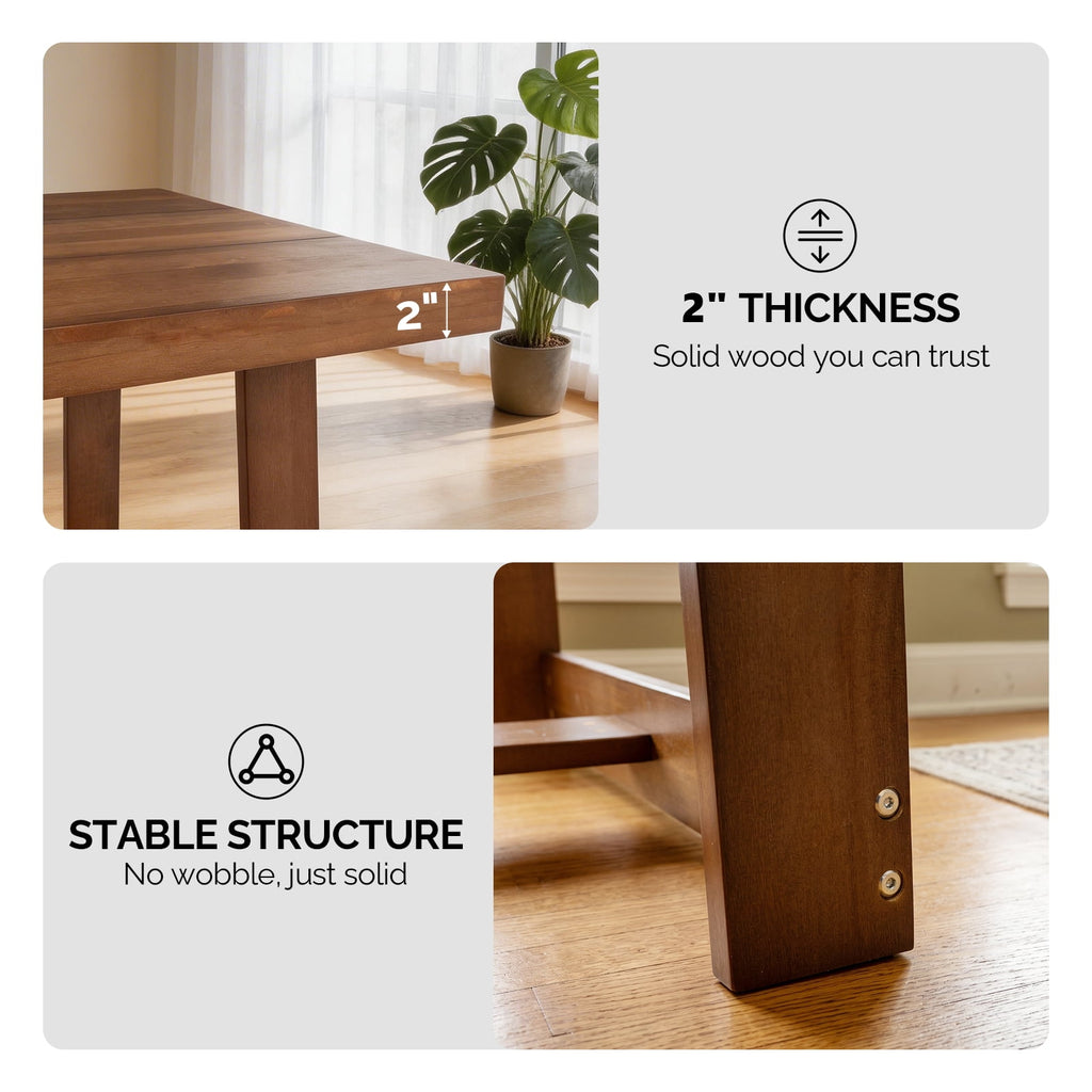 Ktaxon Pine Wood Dining Table for 4, 47.3 Rectangle 4-Person Indoor Farmhouse Kitchen Table Solid Wood Dinner Breakfast Table for Small Space, Apartment Friendly, Black