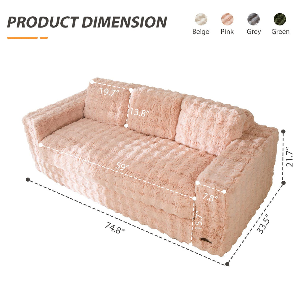 GOODONE Bean Bag Chair Sofa,Giant Loveseat Bubbled Boneless Couch,Modern Soft Comfy Plush Lazy Sofa for Living Room and Apartments,No Assembly Required,Beige