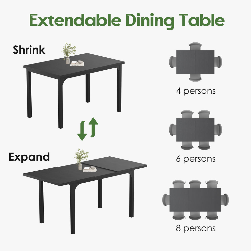Someet Large Extendable Dining Table for 4-8, Modern Wood Space-Saving Extra Long Folding Kitchen Table for Dining Room, Natural