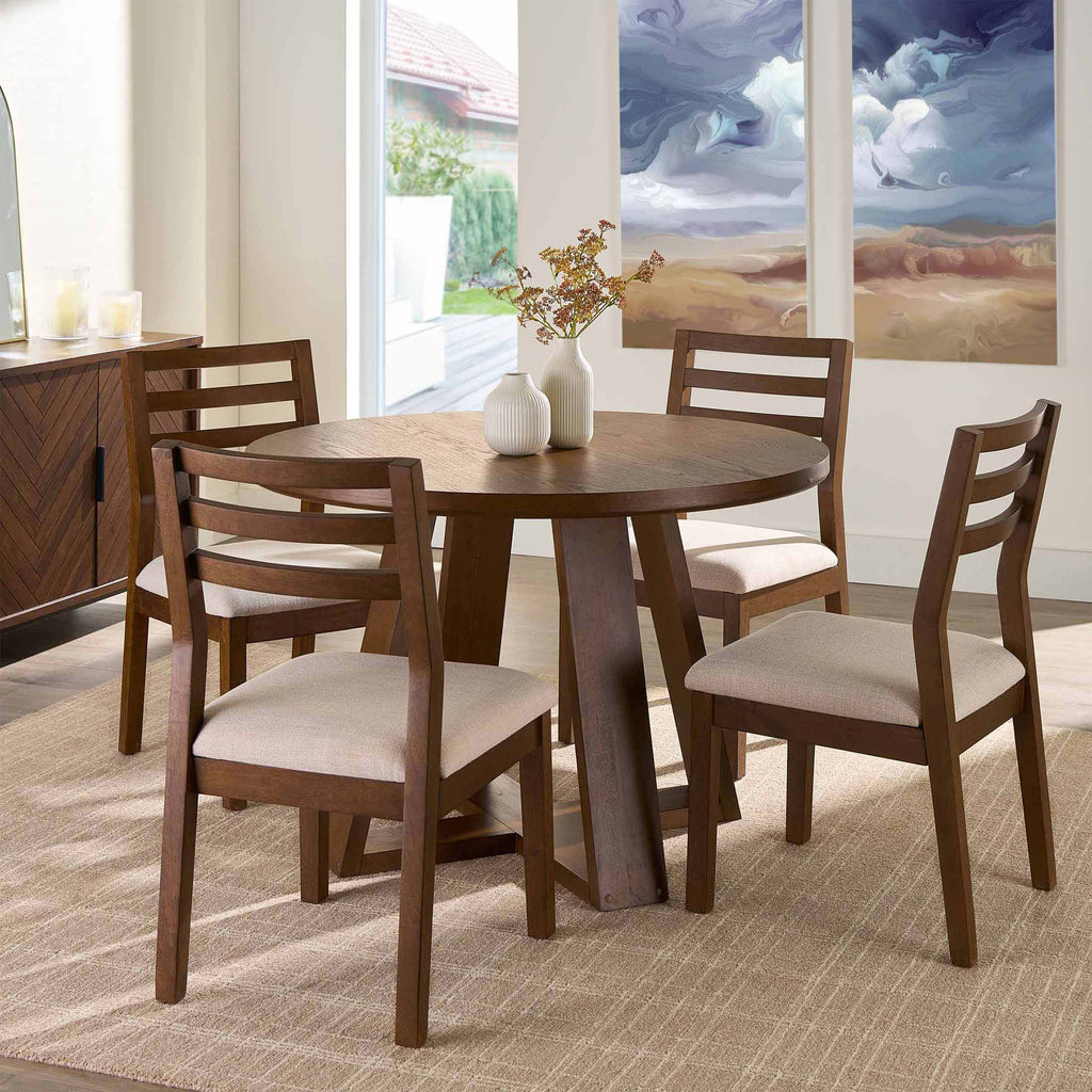 Better Homes & Gardens Ezra 45in Round Wood Dining Table, Walnut Finish
