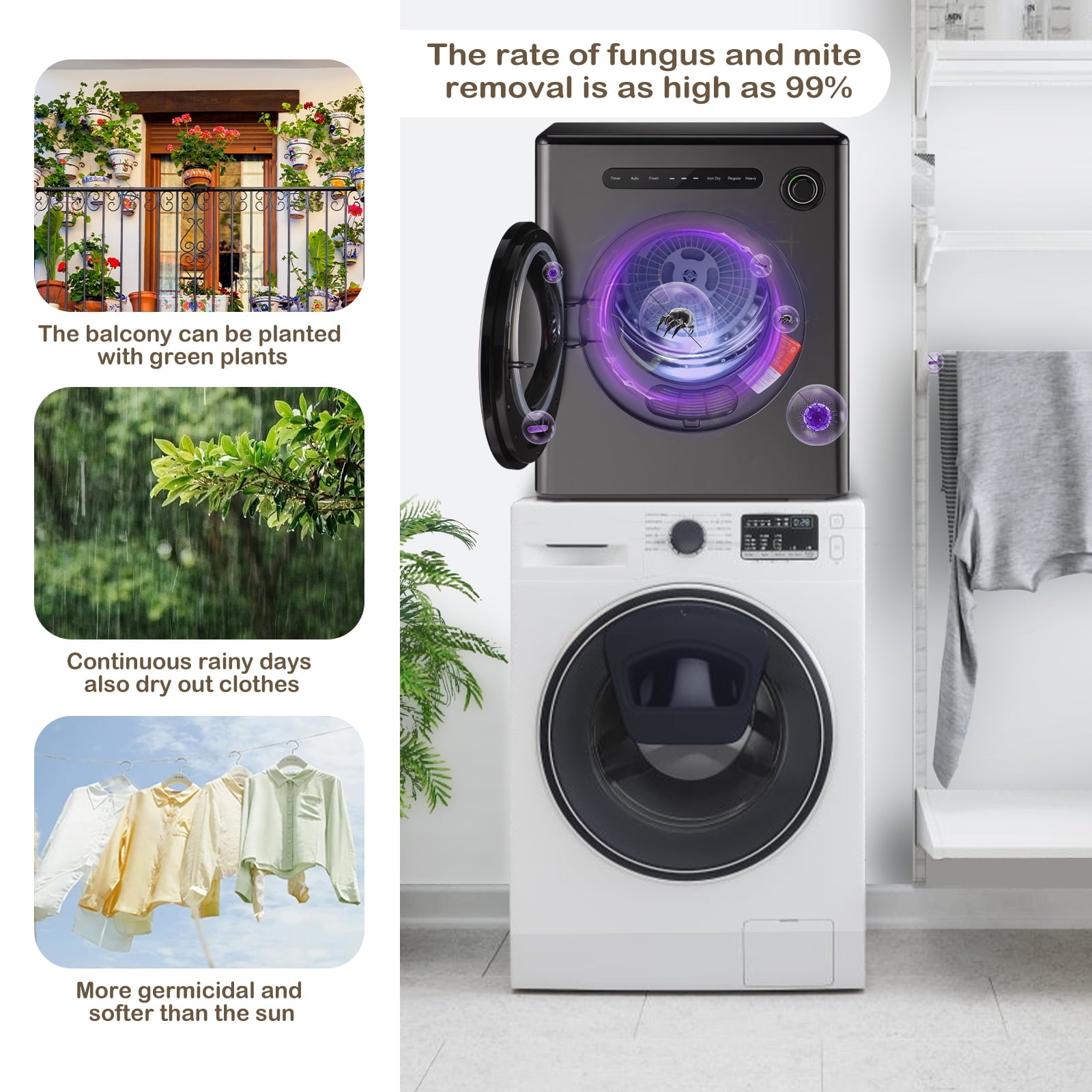 Dessiz Compact Laundry Dryer - Grey