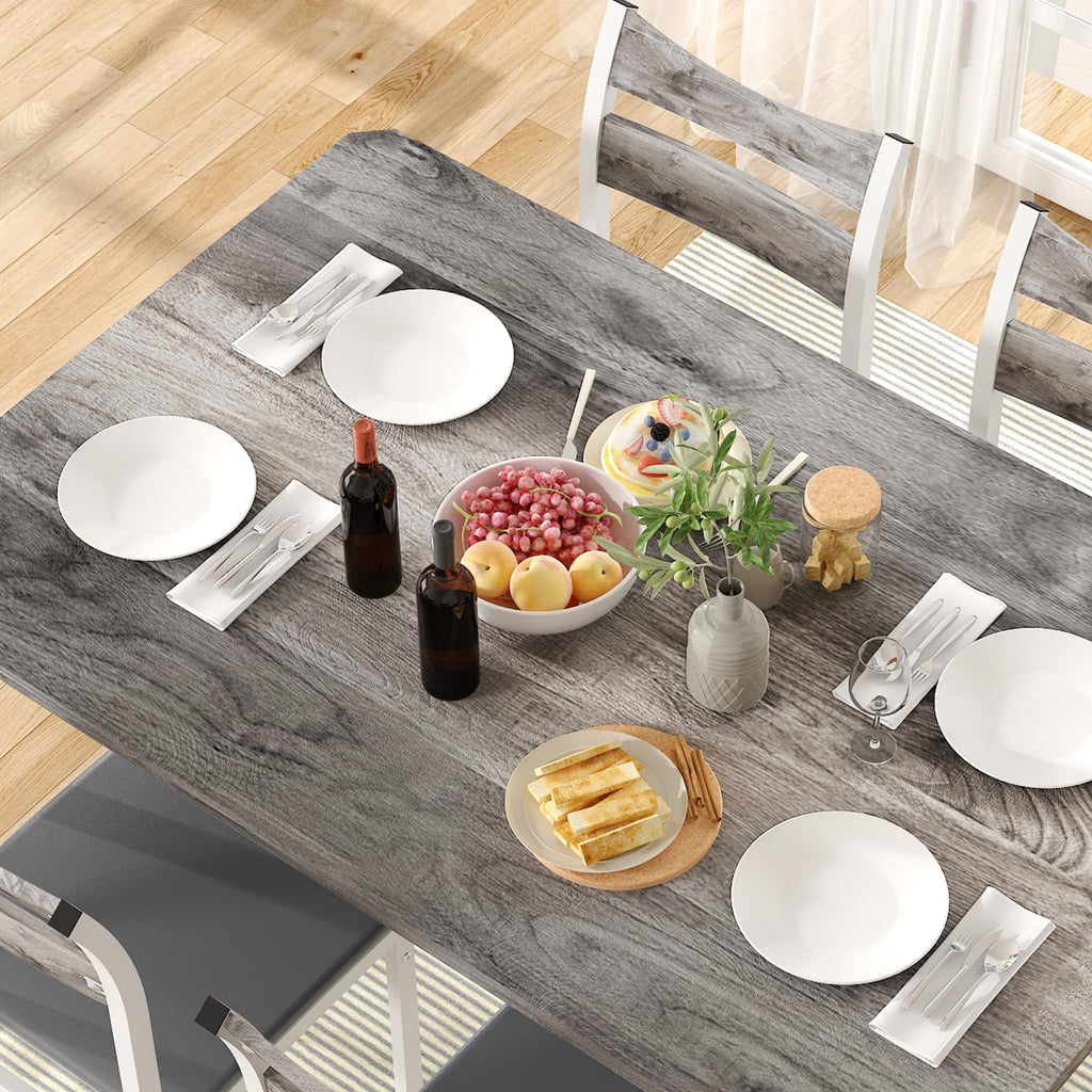 Lamerge 4 Person Dining Table Set, Wooden Dining Table 5 Piece Set with 4 Oak Metal Frame Chairs, Space Saving, Suitable for Apartments, Small Spaces, Kitchens, Breakfast Corners, Espresso Wood C
