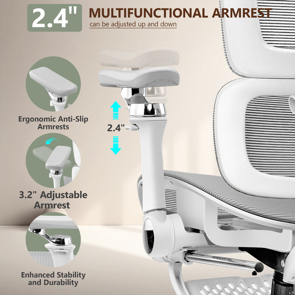 COOLHUT Ergonomic Mesh Office Chair with Footrest, Big and Tall Computer Desk Chair with Adjustable Lumbar Support, Headrest and Armrest, High Back Home Office Chair for Workspace, 300LBS, Black