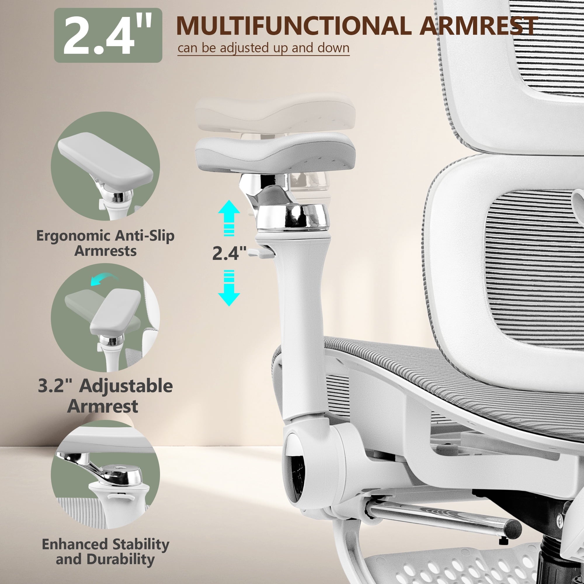 COOLHUT Ergonomic Mesh Office Chair with Footrest, Big and Tall Computer Desk Chair with Adjustable Lumbar Support, Headrest and Armrest, High Back Home Office Chair for Workspace, 300LBS, Black