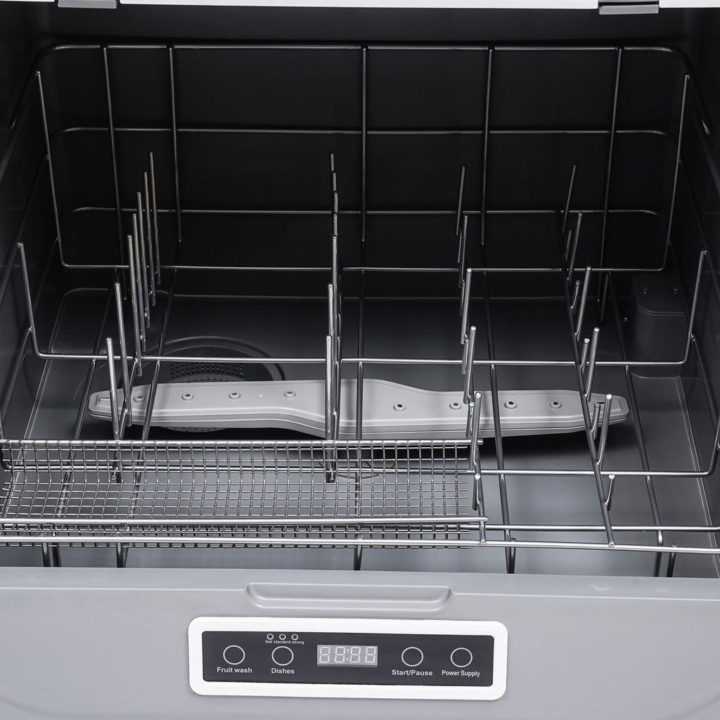 Loyalheartdy Portable Countertop Dishwasher, 110V 1200W Compact Table Top Dishwasher Built-in Water Tank with 3 Washing Programs 360 Degree Spraying Water 75°C Hot Air Drying for Apartments Dorms RV