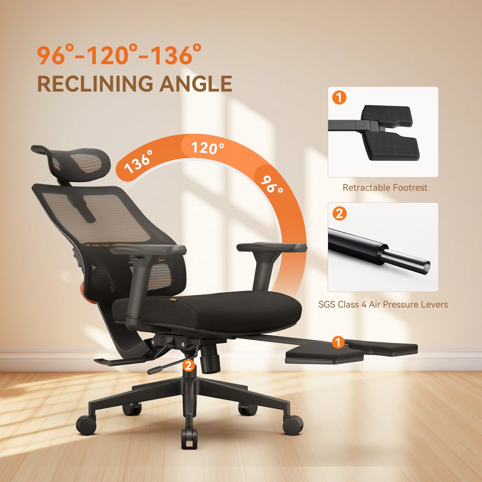Newtral MagicH-BP Ergonomic Chair with Laptop Tray for Home Office & Gaming