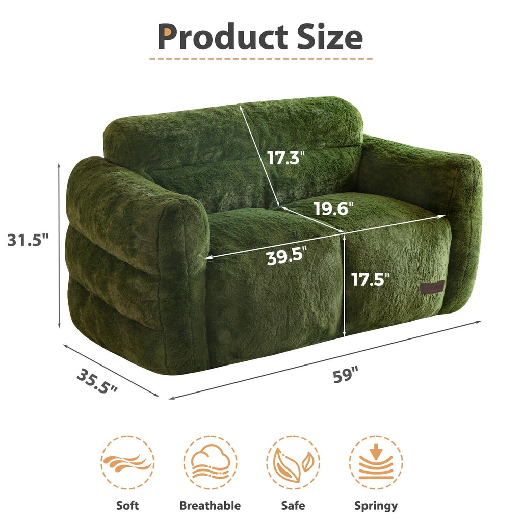 GOODONE Bean Bag Chair Sofa,Giant Loveseat Bubbled Boneless Couch,Modern Soft Comfy Plush Lazy Sofa for Living Room and Apartments,No Assembly Required,Beige