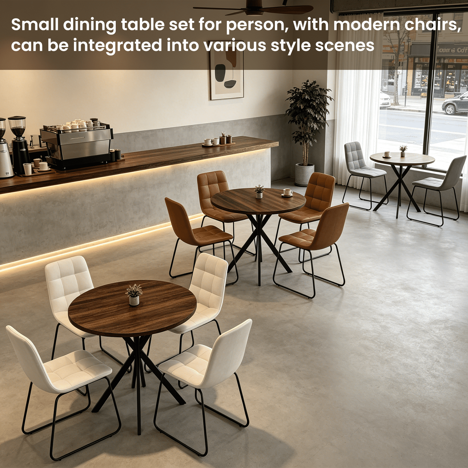 Small Round Dining Table for 2-4 People, 31.7 Modern Round Kitchen Table, Space-Saving Table for Living Dining Room, Coffee ,Apartment