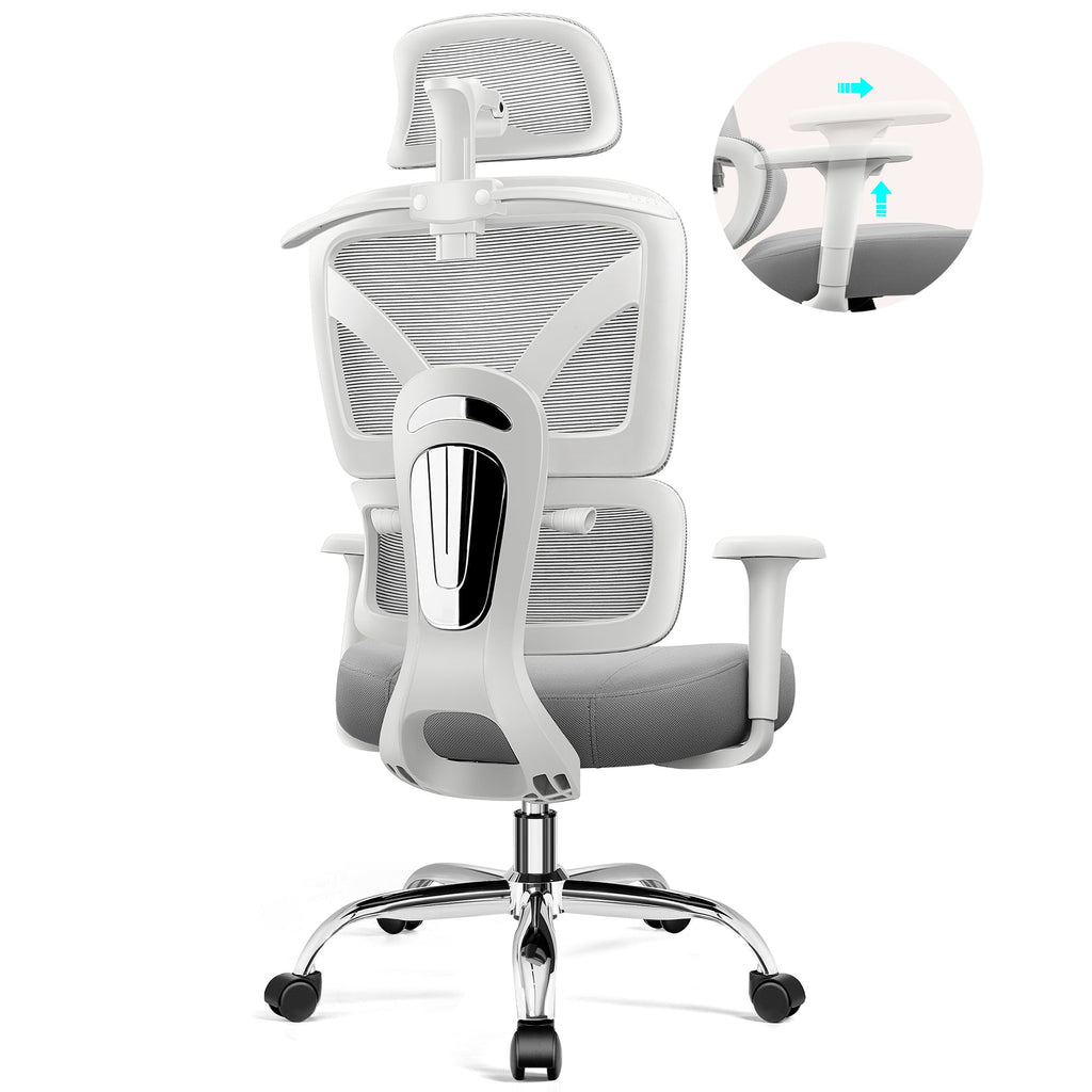 COOLHUT Ergonomic Mesh Office Chair with Footrest, Big and Tall Computer Desk Chair with Adjustable Lumbar Support, Headrest and Armrest, High Back Home Office Chair for Workspace, 300LBS, Black