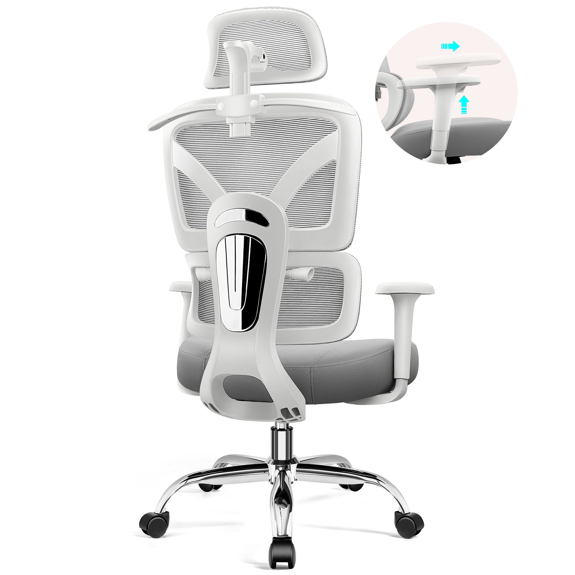 COOLHUT Ergonomic Mesh Office Chair with Footrest, Big and Tall Computer Desk Chair with Adjustable Lumbar Support, Headrest and Armrest, High Back Home Office Chair for Workspace, 300LBS, Black