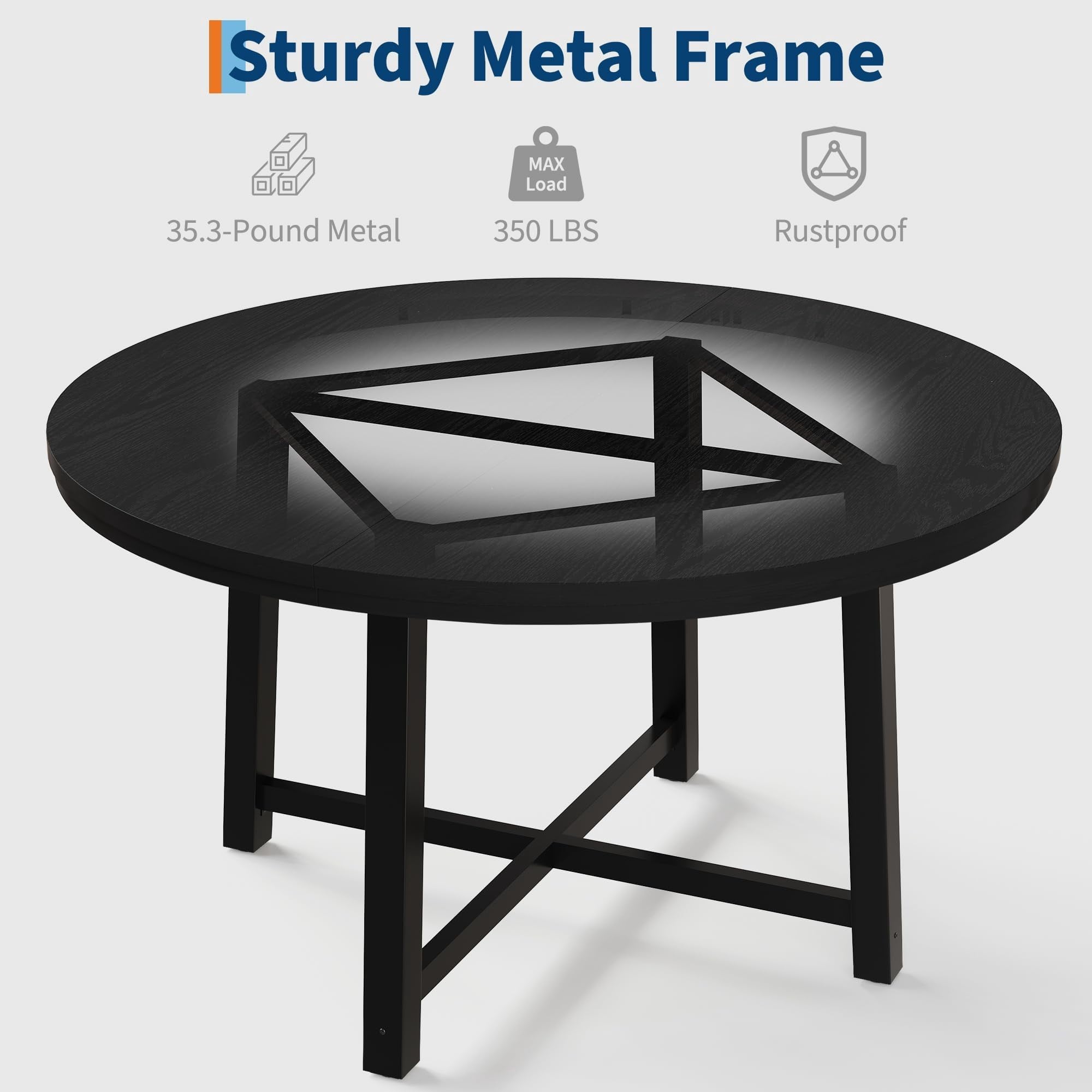 31.5 Round Dining Table for 4 People, Modern Wood Circle Kitchen Table with Sturdy Industrial Metal Frame, Small Space Saving Dining Room Table for Apartment & Breakfast Nook, (No Chairs), Walnut