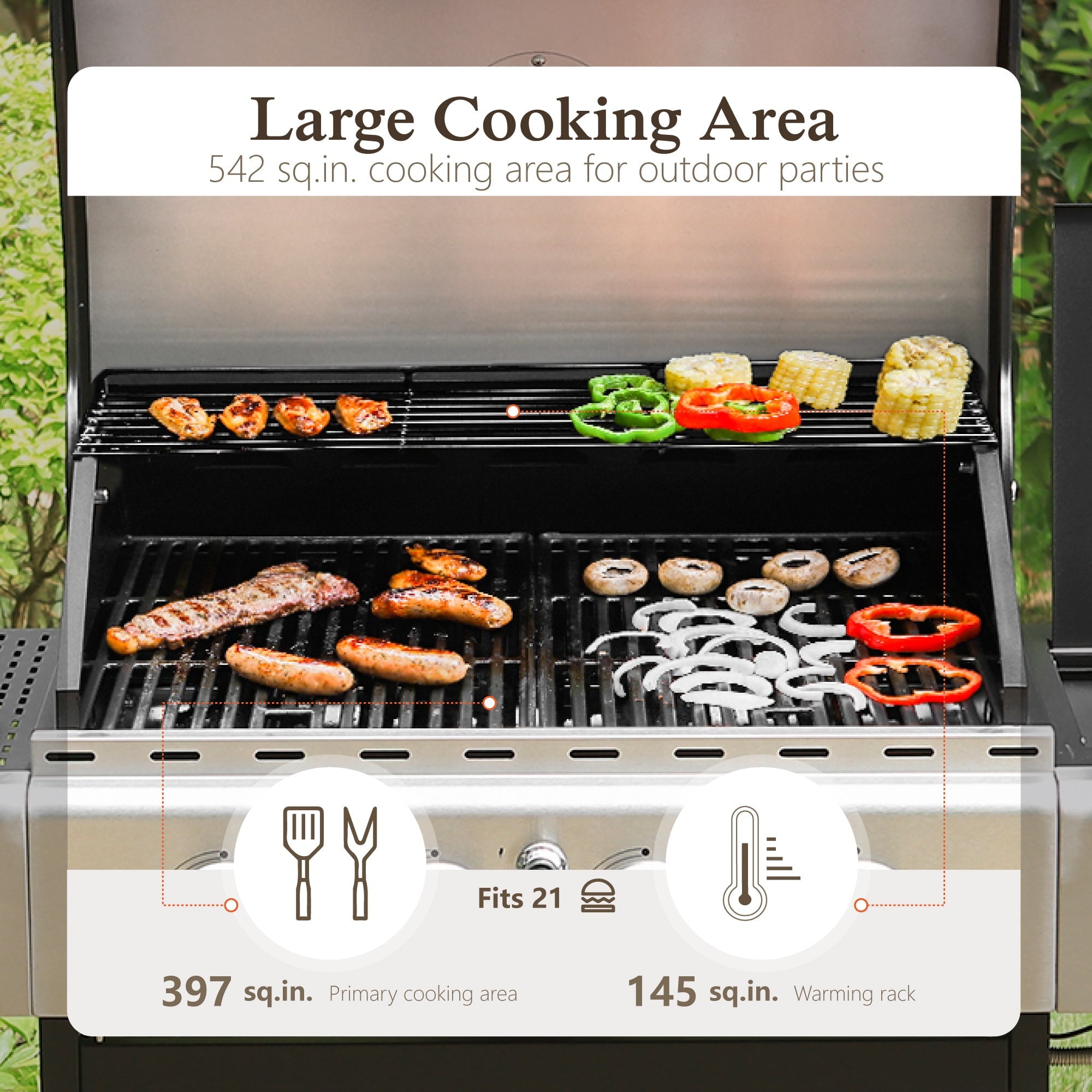 Alpha Joy 4-Burner Propane Gas Grill and Griddle Combo with Side Burner in Black