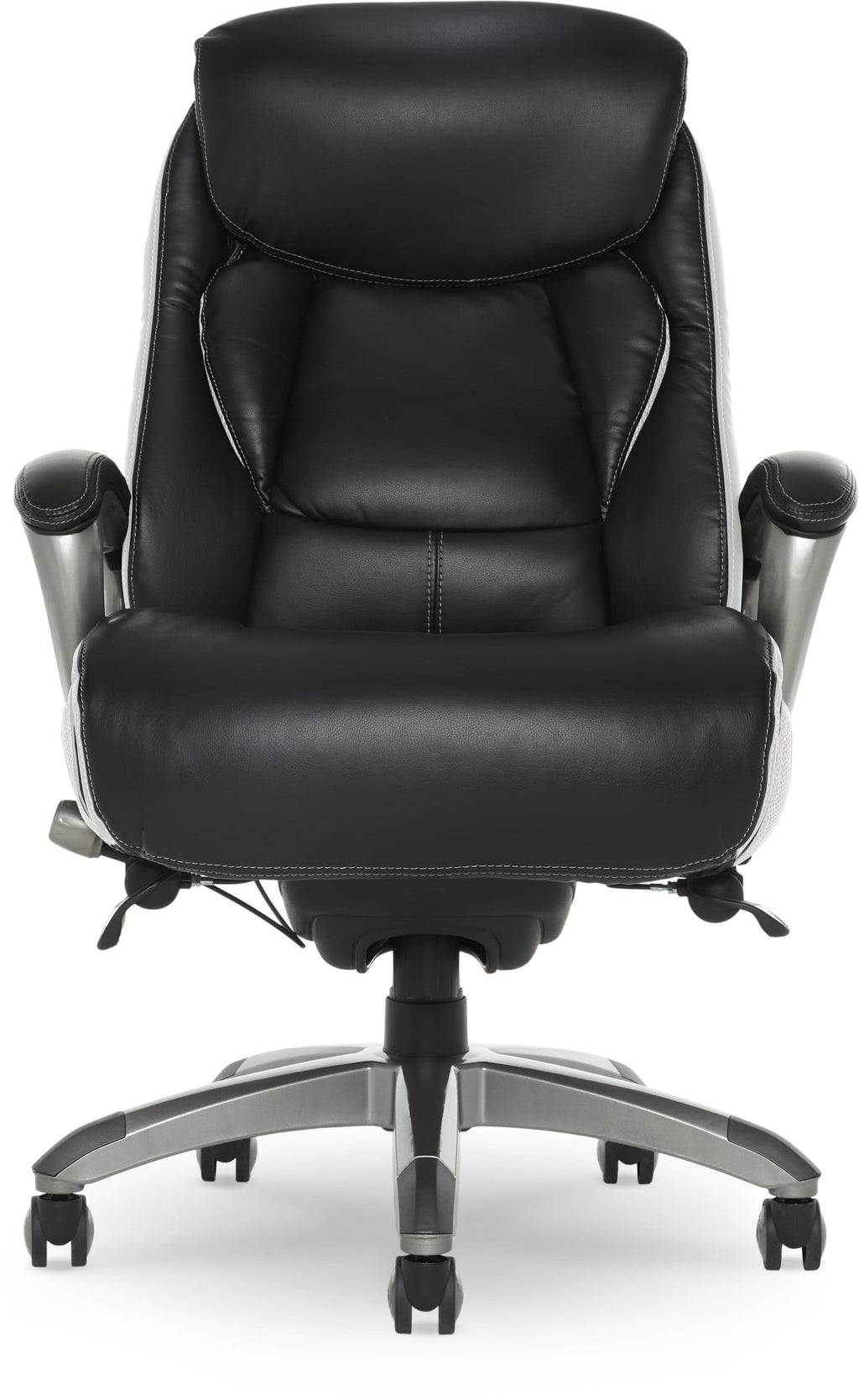 Serta Lautner Executive Home Office Desk Chair, Ergonomic High-Back with Adjustable Lumbar and Body Pillows, SmartLayers and ComfortCoils Technology, Mesh and Bonded Leather, Black and Gray