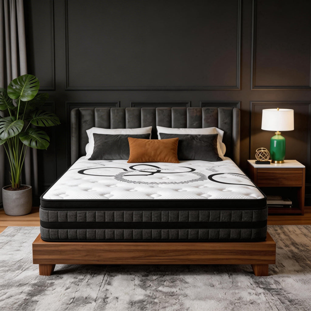 Dealnight 14 inch Queen Size Hybrid Mattress,Firm Cooling Gel Memory Foam Queen Mattress with Individual Pocket Coils,Bed in a Box