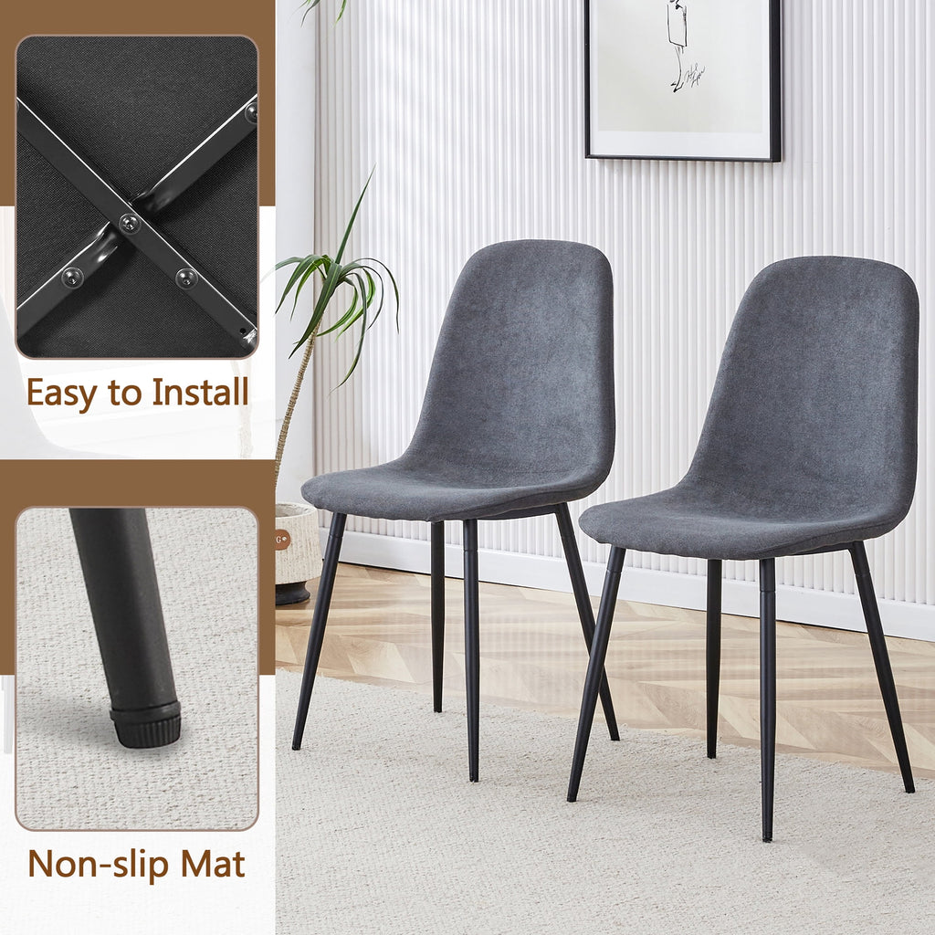 JUFU 55 Dining Table Set for 4, Modern Table and Chairs Set of 4, 5 Piece Dining Table Set Include Wooden Kitchen Table and 4 Faux Leather Chairs Ideal for Kitchen Dining Room Easy to Assemble