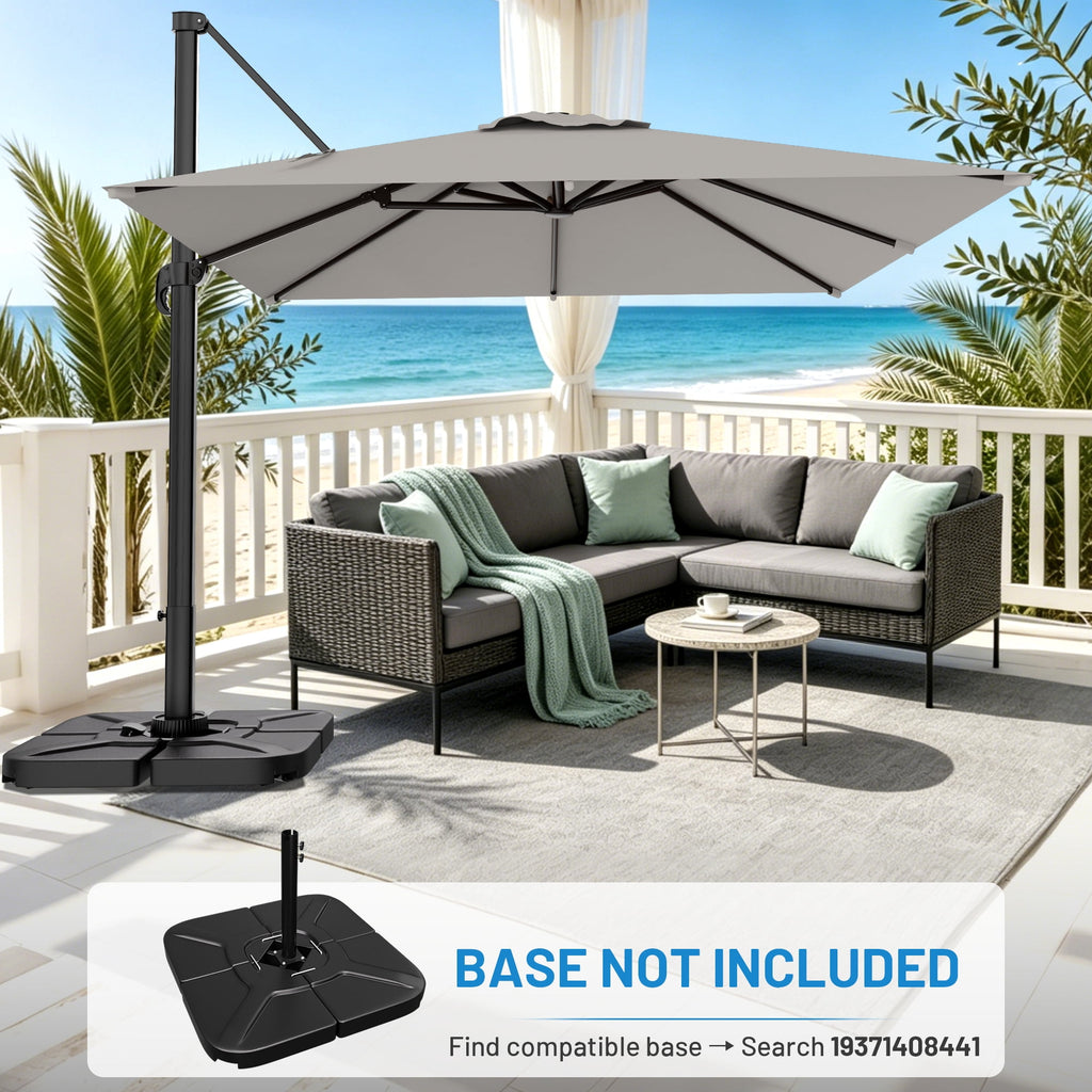 Easthome 10 × 10FT Square Cantilever Patio Umbrella, 360° Rotating Offset Umbrella with Crank, 8 ribs, Outdoor Hanging Roman Umbrella for Garden Deck Backyard, Red