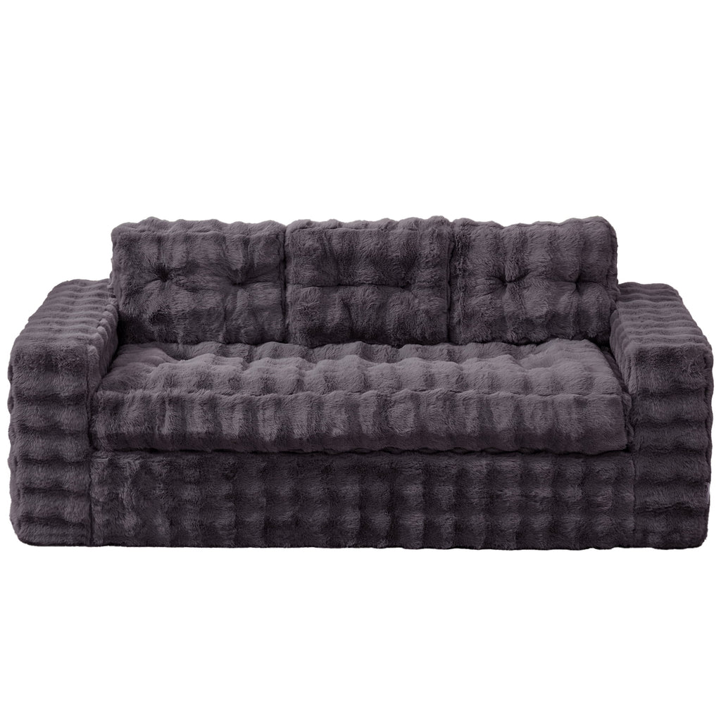 Hobestluk 3-Seater Sofa Boneless Couch with Tufted Button Design 2 in 1 Comfy Cloud Couch Oversized Sofa for Living Room Bedroom Apartment or Office (Grey, 3 Seater)