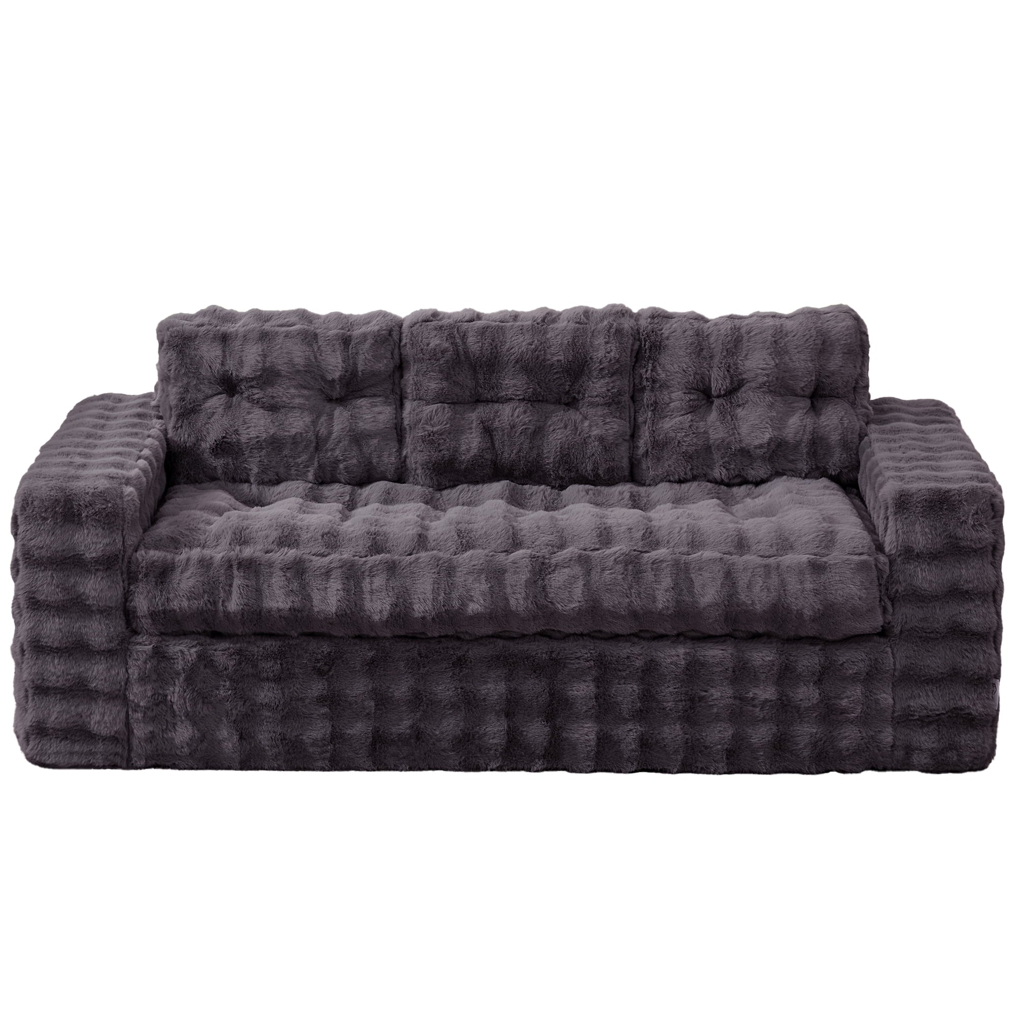 Hobestluk 3-Seater Sofa Boneless Couch with Tufted Button Design 2 in 1 Comfy Cloud Couch Oversized Sofa for Living Room Bedroom Apartment or Office (Grey, 3 Seater)