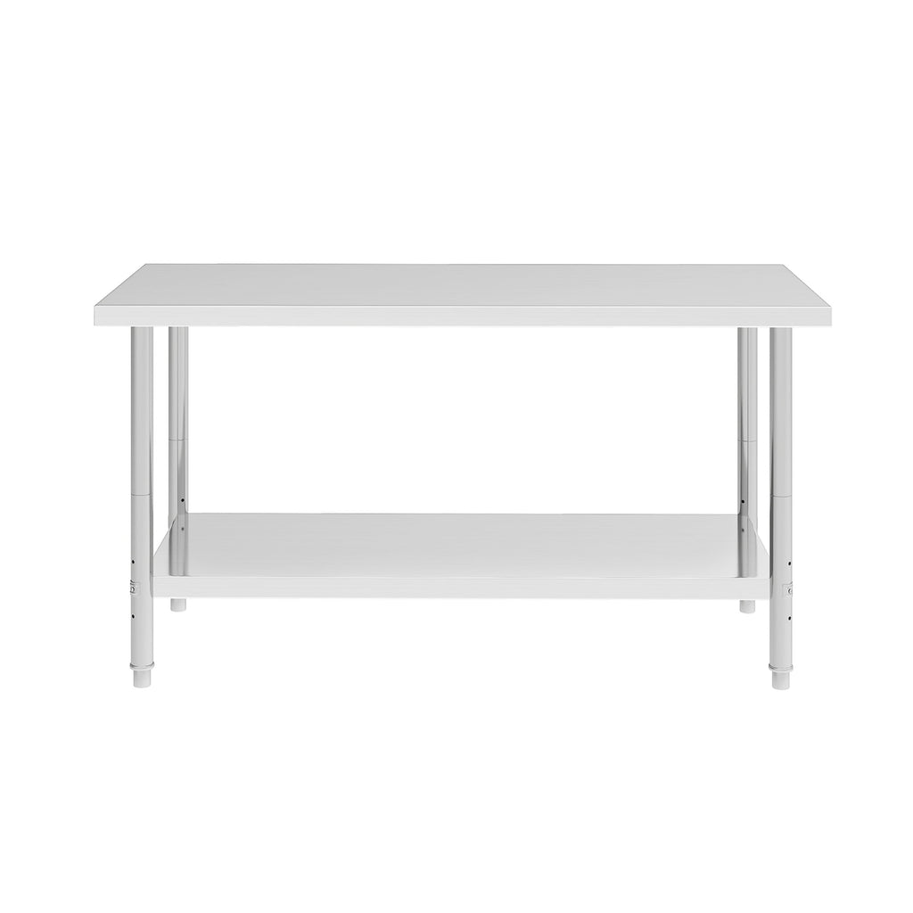 ModFusion 60x24 Heavy-Duty Stainless Steel Workbench with Adjustable Kitchen Rack, 5'x2'x2.8' ft Metal Prep Detailing Table, Home Steel Shelving, Utility Tools