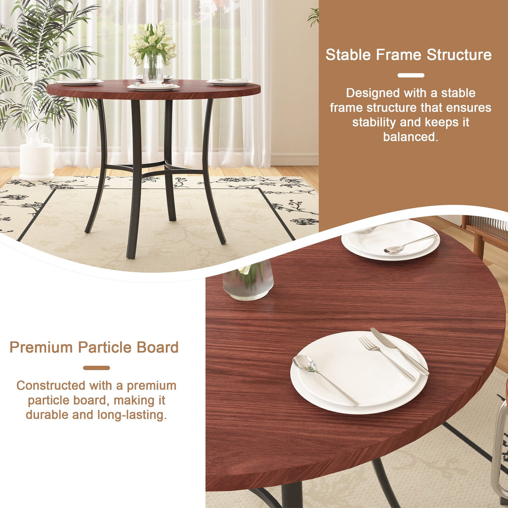 VECELO 5-Piece Dining Table Set, Modern Faux Marble Table and 4 Upholstered Chairs Set for 4, Round Dining Room Table Set for Small Space, Breakfast Nook, Apartment, Black