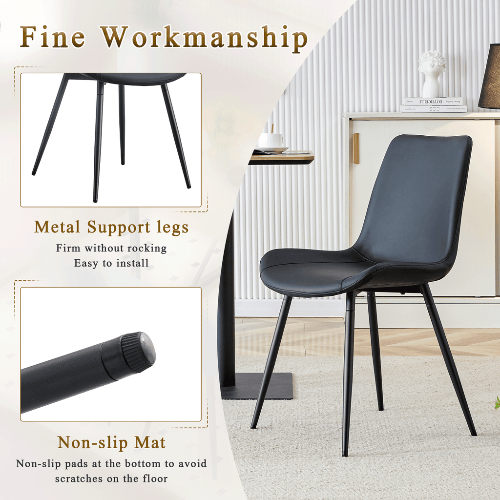 JUFU 55 Dining Table Set for 4, Modern Table and Chairs Set of 4, 5 Piece Dining Table Set Include Wooden Kitchen Table and 4 Faux Leather Chairs Ideal for Kitchen Dining Room Easy to Assemble