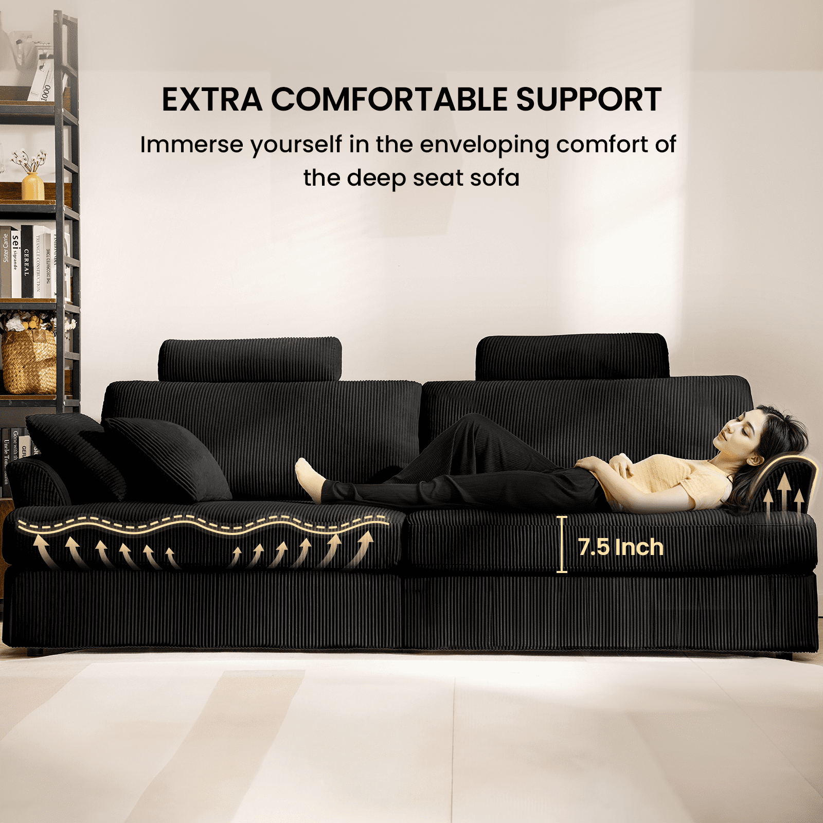87 Sofa, Comfy Cloud Couch, Upholstered Couch for Living Room, Green