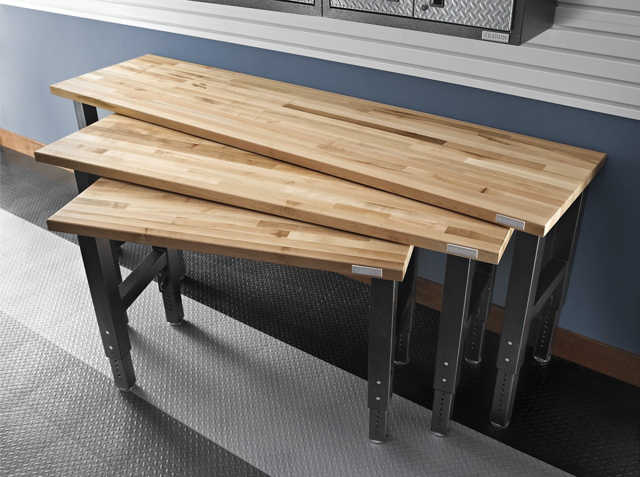 GLADIATOR 8' ADJUSTABLE HEIGHT HARDWOOD WORKBENCH