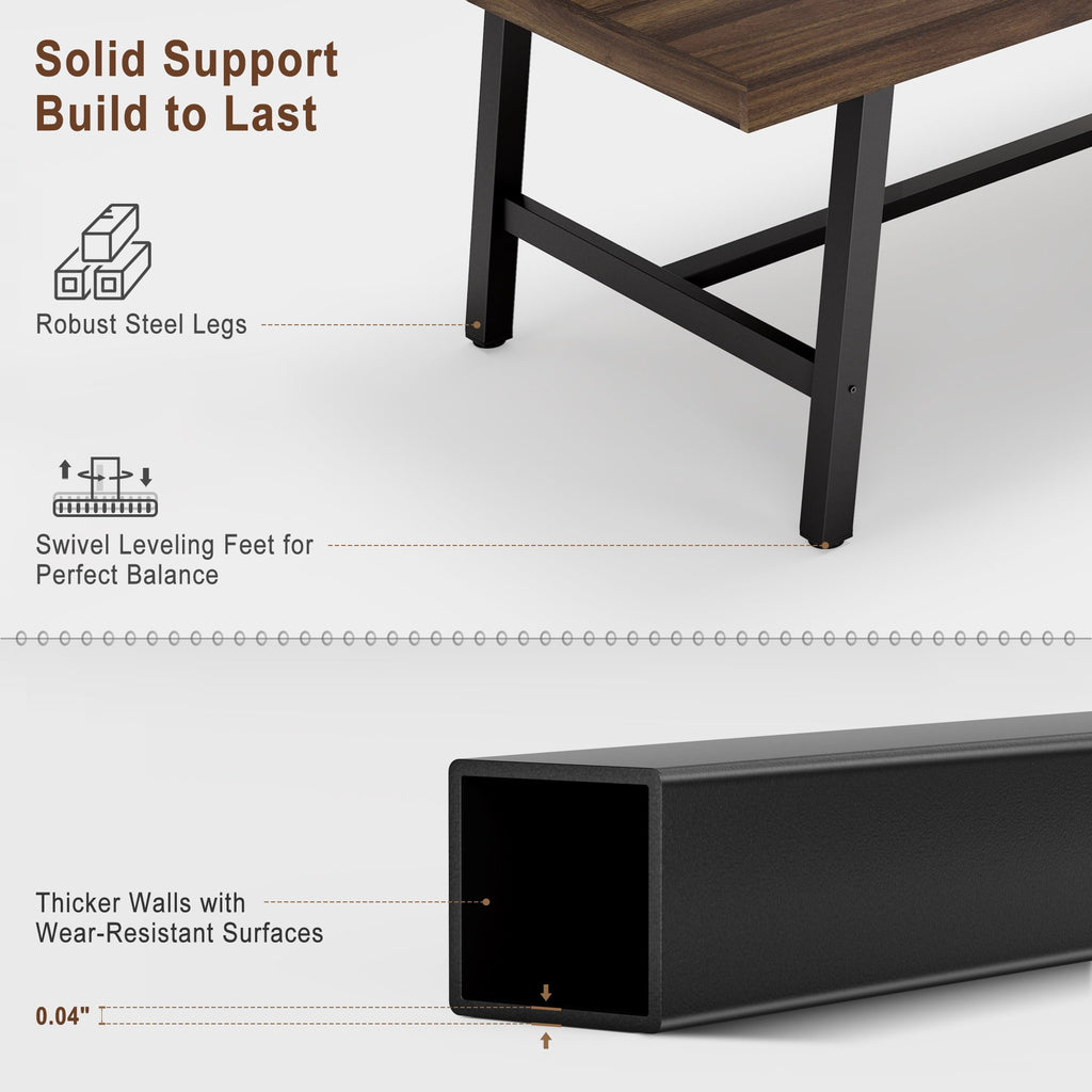 70.87 Inch Long Large Rectangle Dining Table for 6-8 People, Modern Kitchen Dining Room Table with Rustic Wooden Tabletop & Strong Metal frame(Only Gray Walnut Table)
