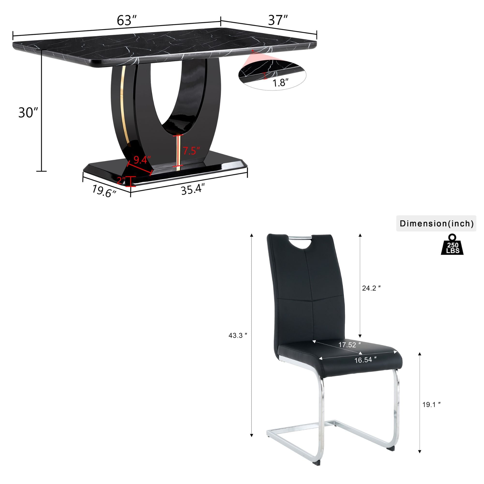 63 Modern White Rectangle Faux Marble Dining Table Room Sets for 4,Dining Table with 4 Velvet Dining Chairs,White Table and 4 Gray Chairs with Silver Leg