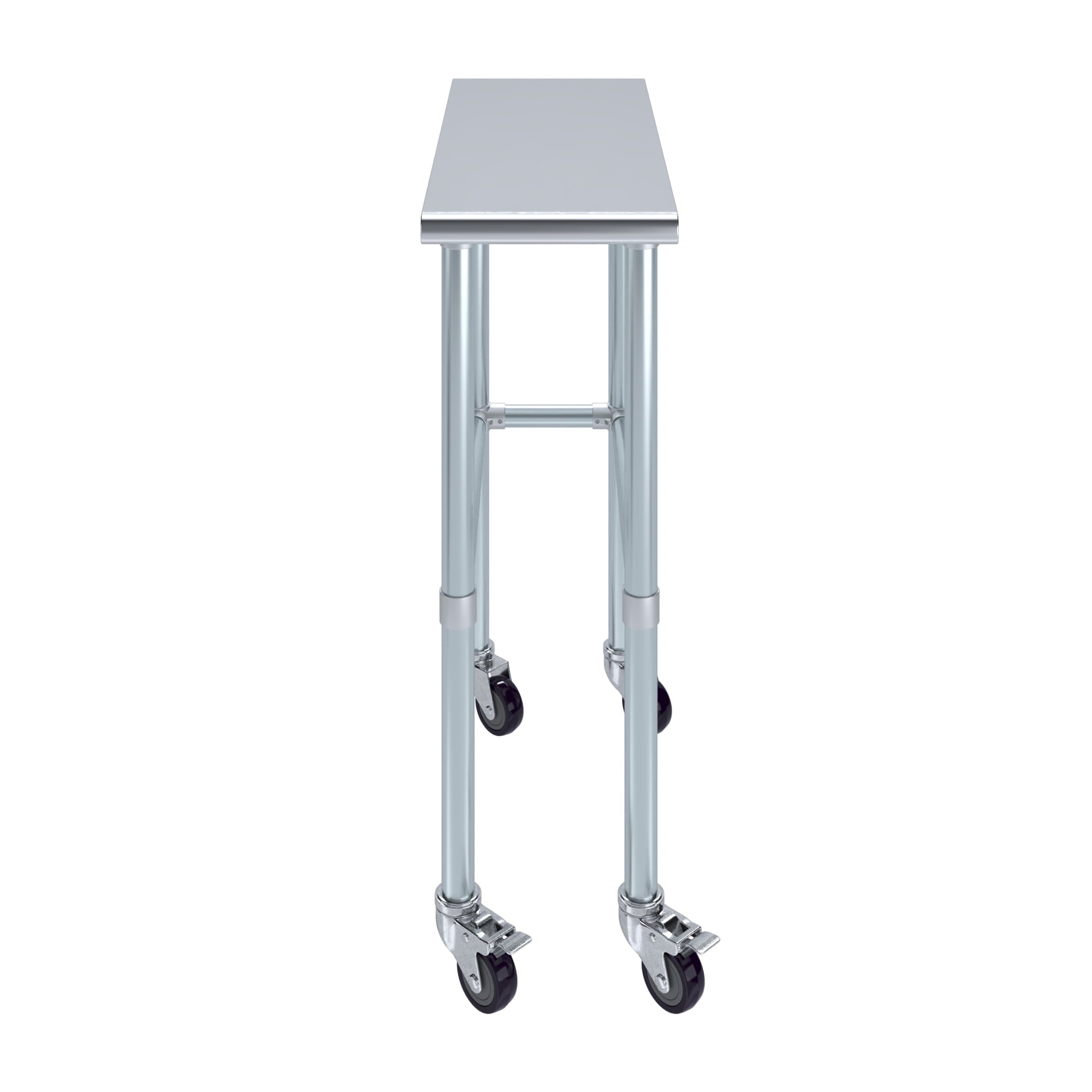 AmGood 36 Long x 30 Deep Stainless-Steel Work Table with Open Base and Wheels, Mobile Metal Table