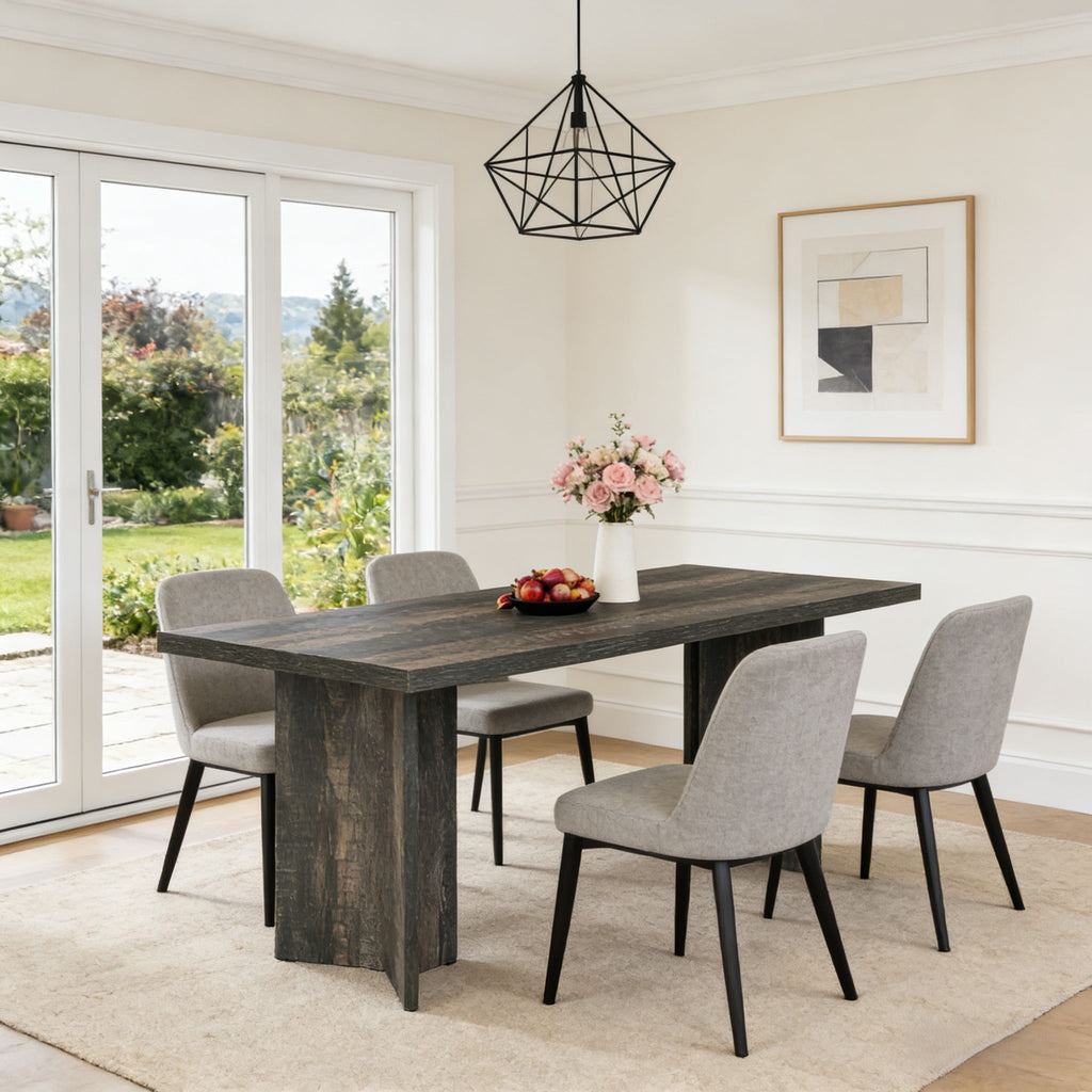 Fnova 63 Rectangular Modern Dining Table, Wooden Modern Kitchen Table for 6 People for Dining Room, Warm Brown (Chairs Not Included)