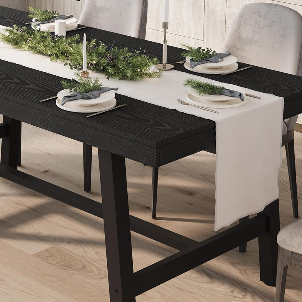 70.87 Inch Long Large Rectangle Dining Table for 6-8 People, Modern Kitchen Dining Room Table with Rustic Wooden Tabletop & Strong Metal frame(Only Gray Walnut Table)