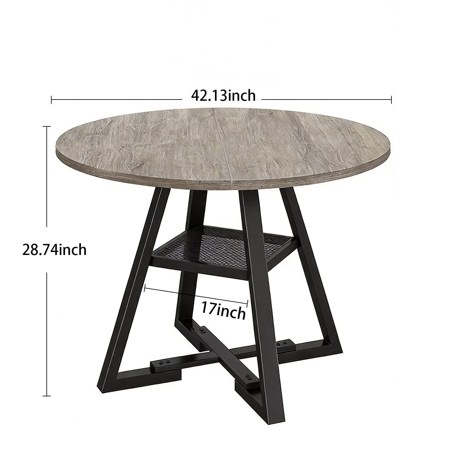 Behome 42” Round Dining Table for 4-6,Wooden Kitchen Table with Storage Shelf,Farmhouse Circle Tables for Dining Room, Living Room