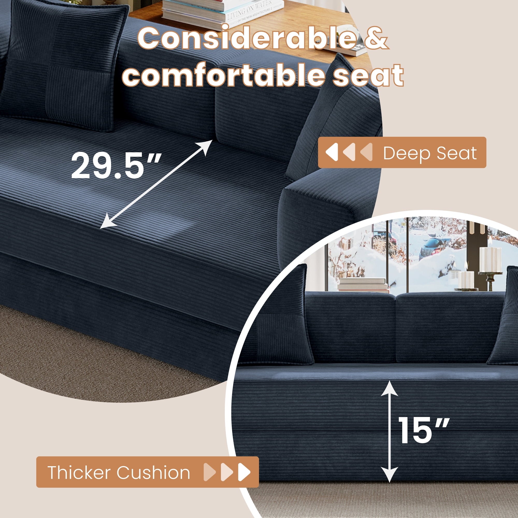 BELHOME 5-in-1 Convertible Sofa Bed, 78.8 Sleeper Sofa Boneless Couch with Side Pockets, Folding Floor Sofa Compression Sofa for Living Rooms No Assembly Required