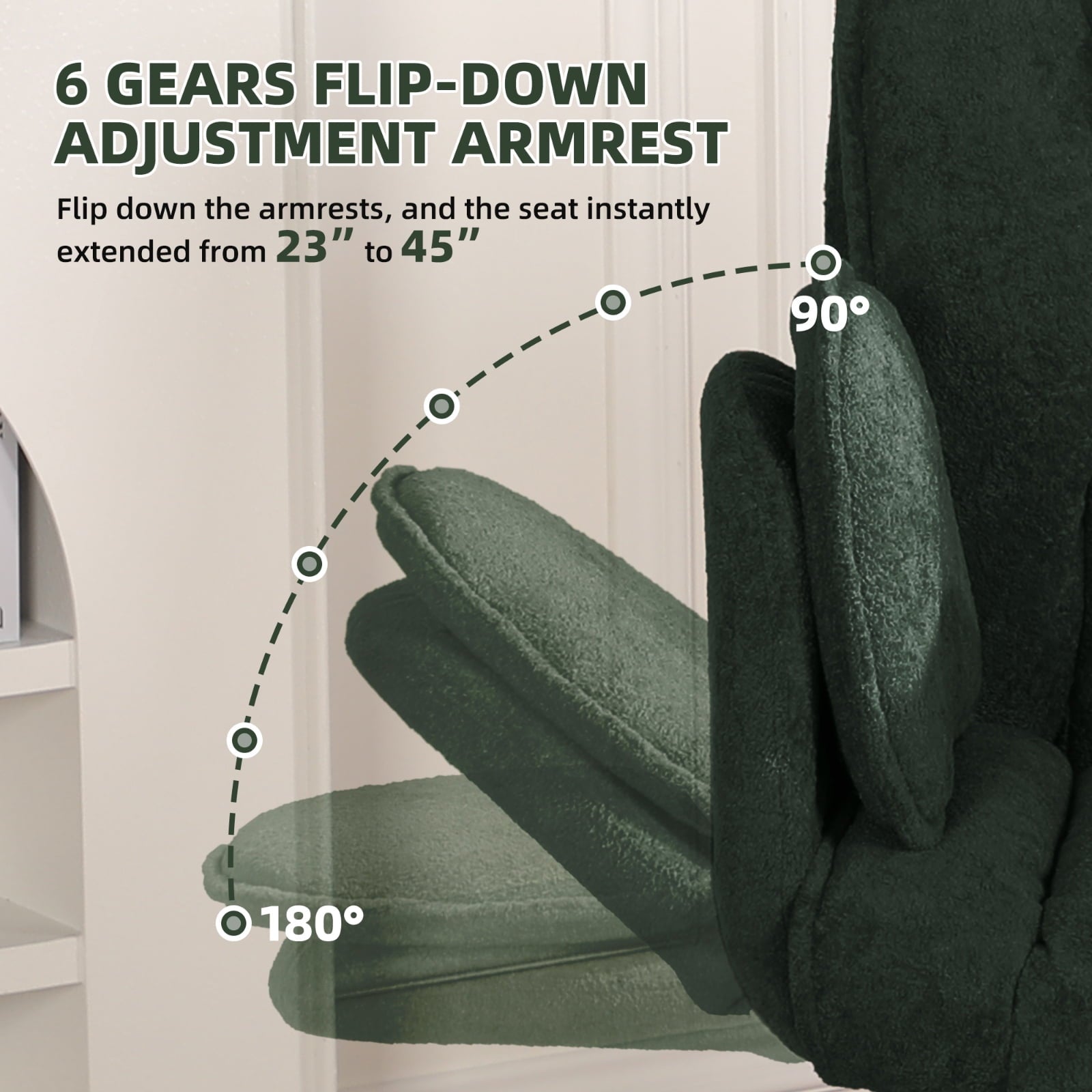 Cross Legged Office Chair with Wheels & Dynamic Airbag Lumbar Support, Criss Cross Wide Seat, 5-Position Fold-Down Armrests, Swivel Vanity Chair for Home Office, Dark Green