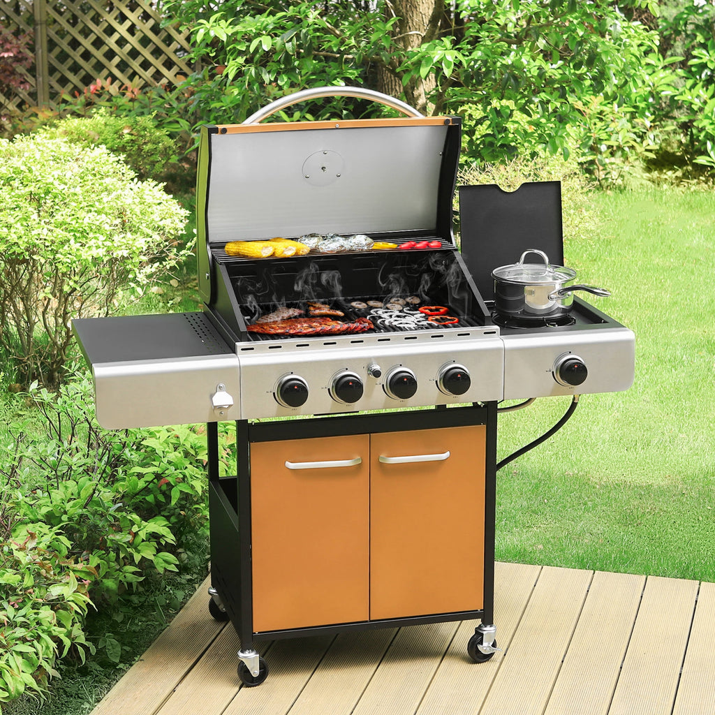 MF Studio 4 Burner Propane Gas Outdoor Grill with Side Burner Stainless Steel BBQ Grill