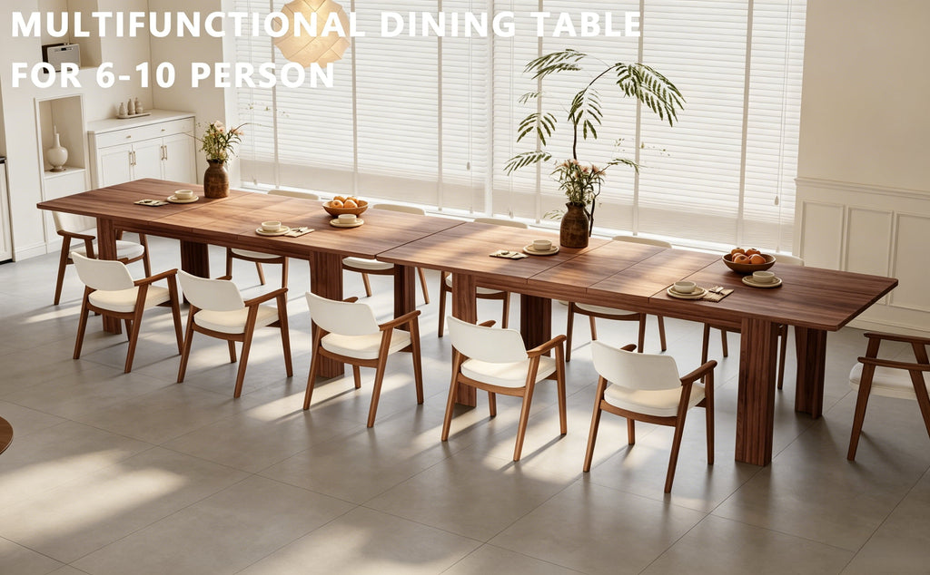 JSFHNTG Extendable Dining Table Seats 4–8, Expandable from 55'' to 86.6'', Space Saving for Dining Room Kitchen Living Room, Brown