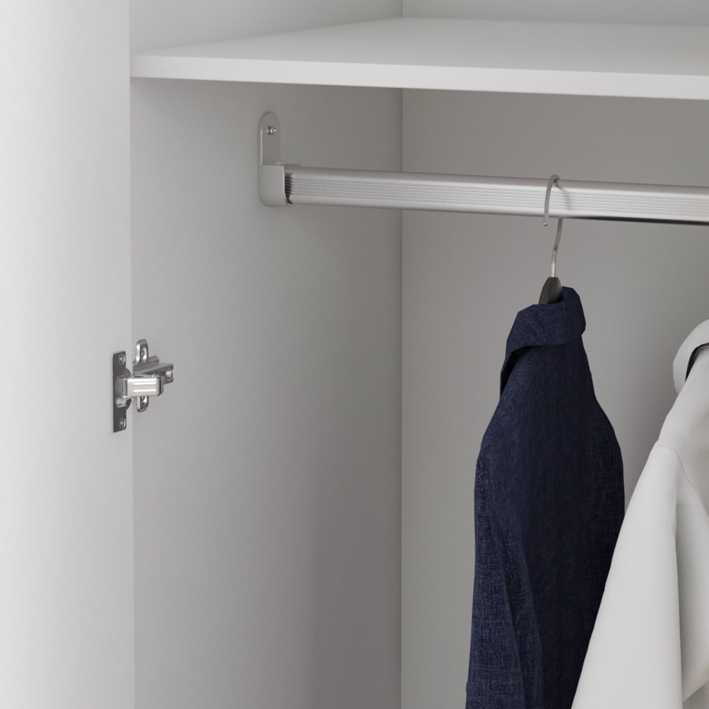 Wiawg 2 Door Wardrobe Armoire,Mirrored Closet Storage with Drawers and Shelves,White