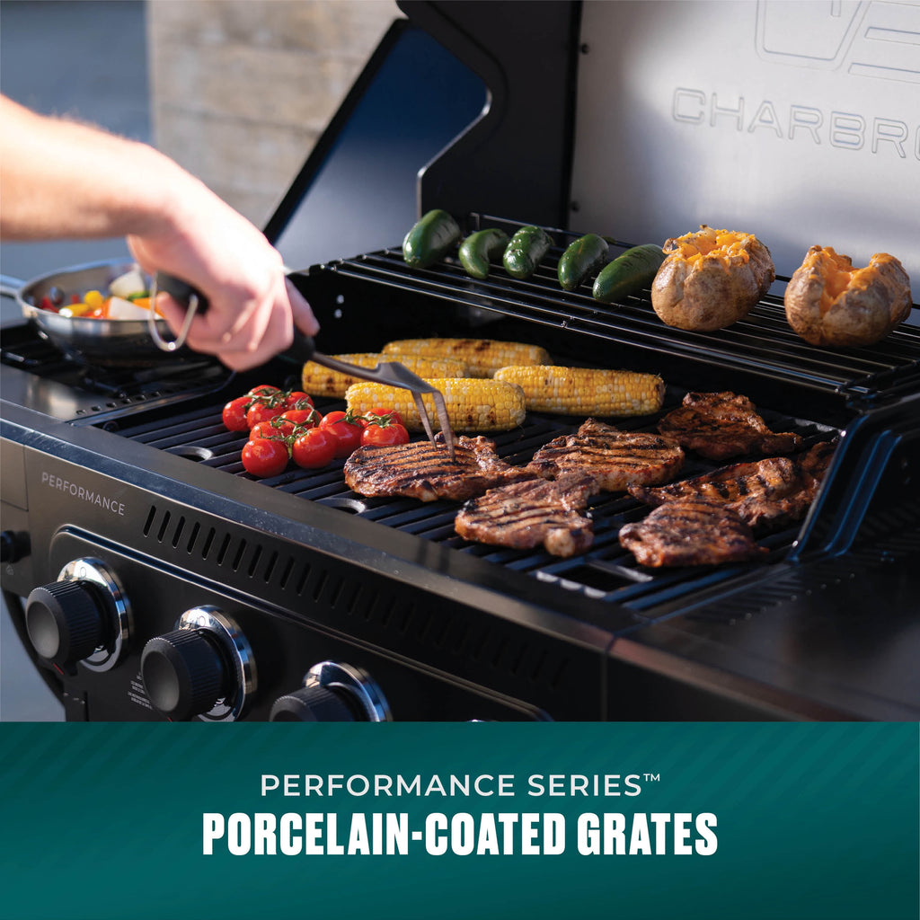 Charbroil® Performance Series™ FlavorMax™ 4 Burner Gas Grill Cabinet with Side Burner, Stainless Steel