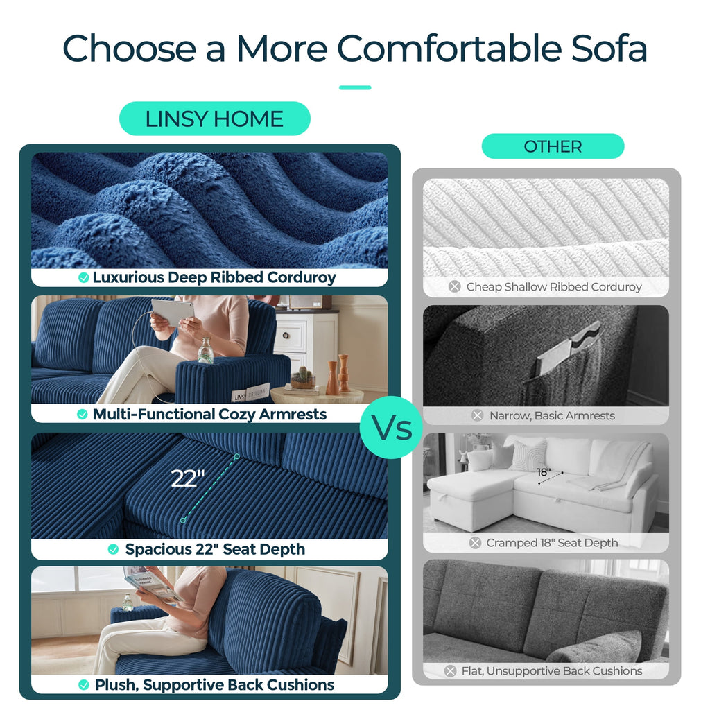 LINSY HOME L Shaped Sectional Couches for Living Room, Sleeper Sofa Bed with Reversible Storage Chaise, Pull Out Couch Bed with USB, Cup Holder, Black