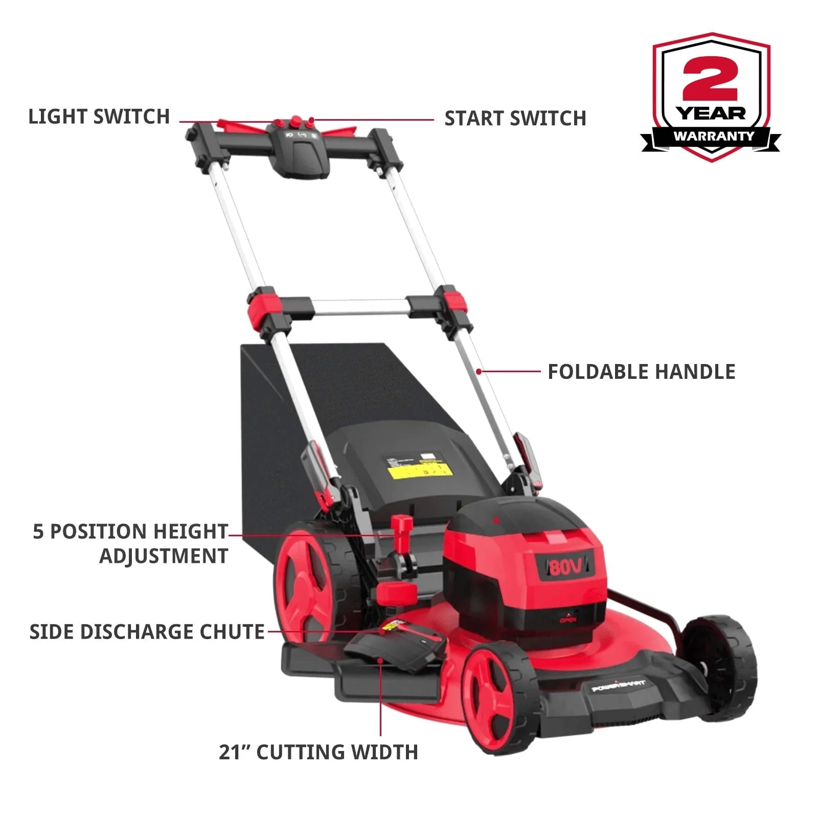 PowerSmart 14 120V 13A 2-in-1 Electric Push Lawn Mower, Easy Handling