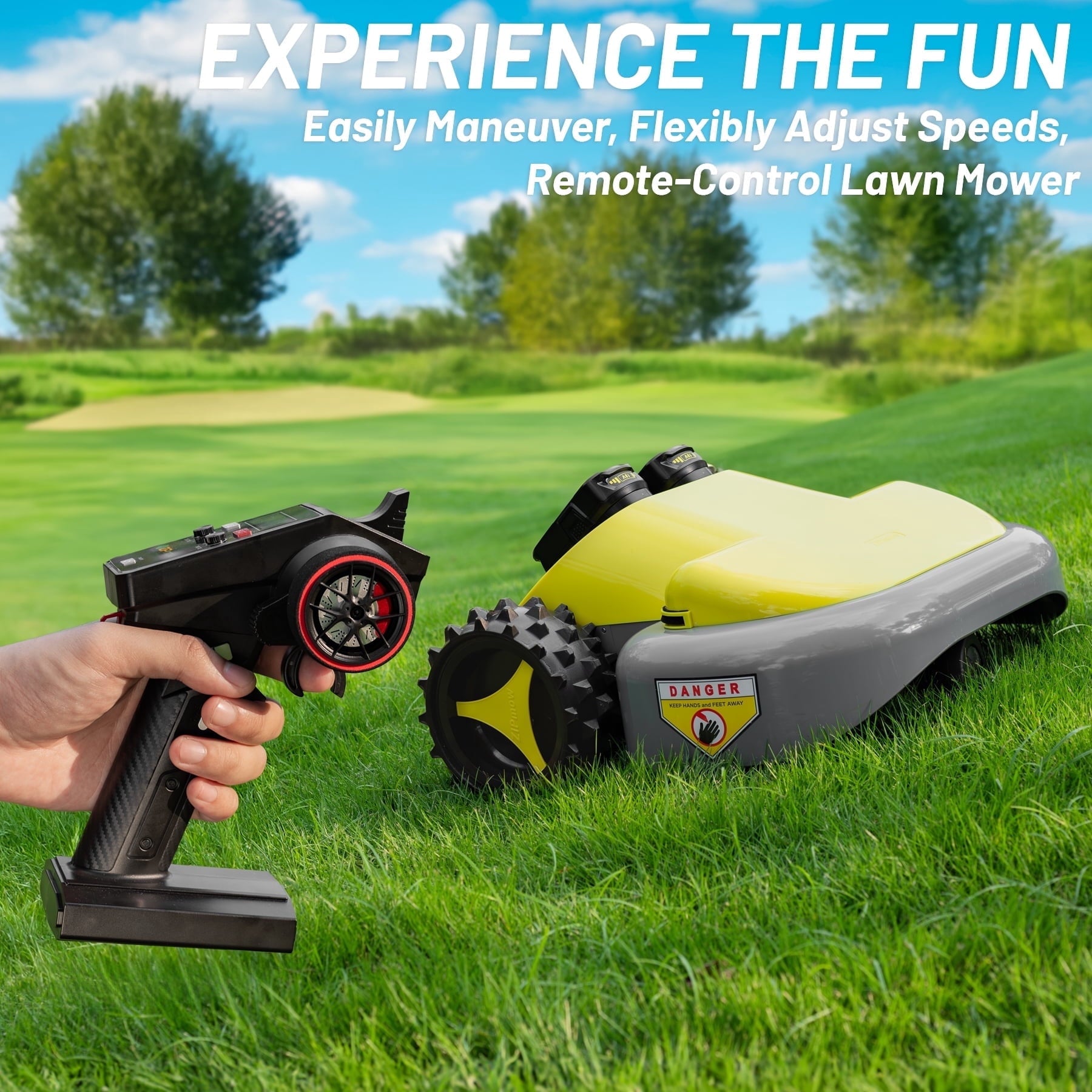 Remote Control Lawn Mower ZIPmow A106-RC - Self-Propelled Cordless, 45 Degree Slope, 2-3 Inch Cut, 60Min Dual 3Ah Batteries
