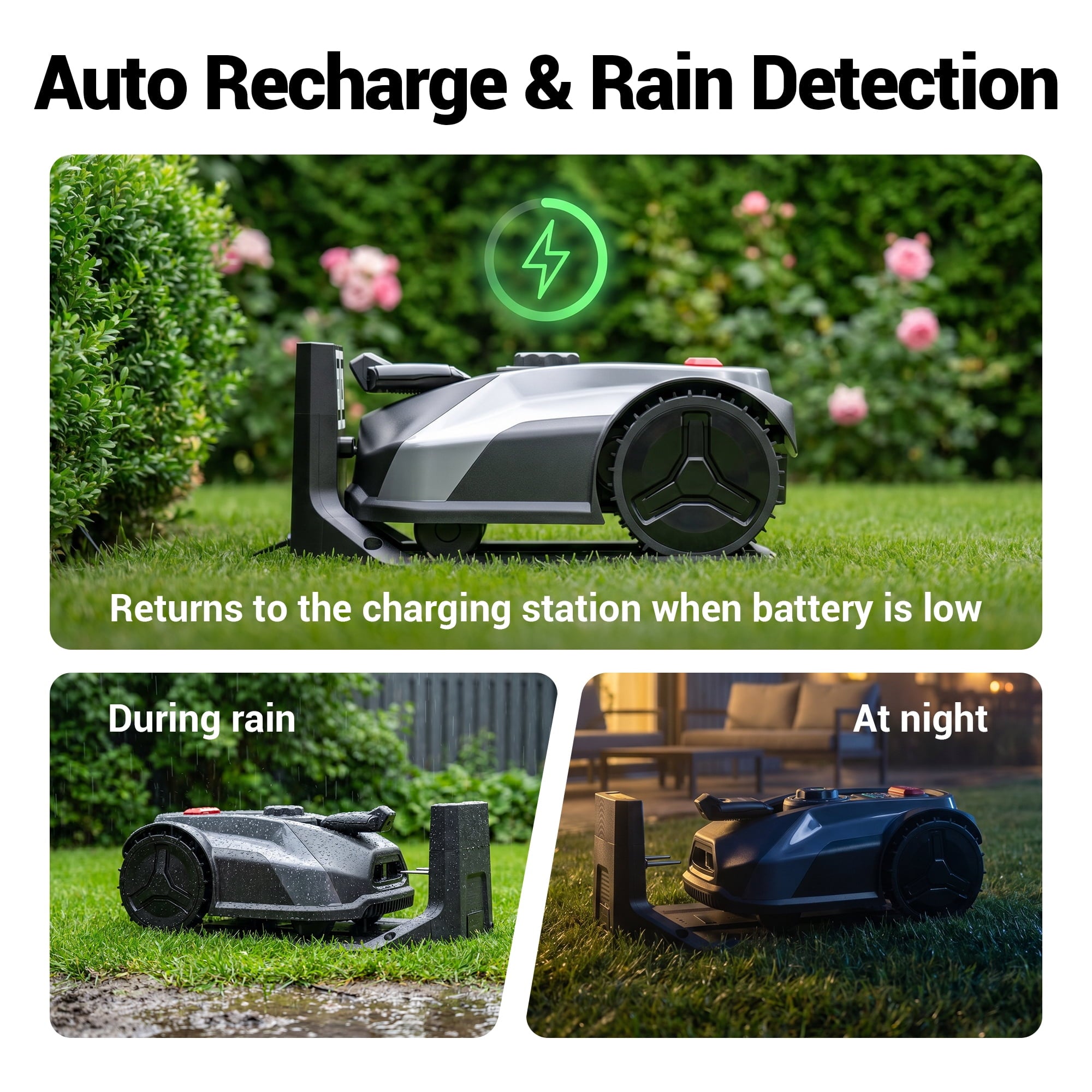 Steelite 20V 4.0Ah Robotic Lawn Mower (1/4 Acre), Bluetooth & WiFi App Control,Boundary-Free Cordless Robot Lawn Mower with Obstacle Detection, 3 Brushless Motors, ,Auto-Charging Lawn Mower for Yards