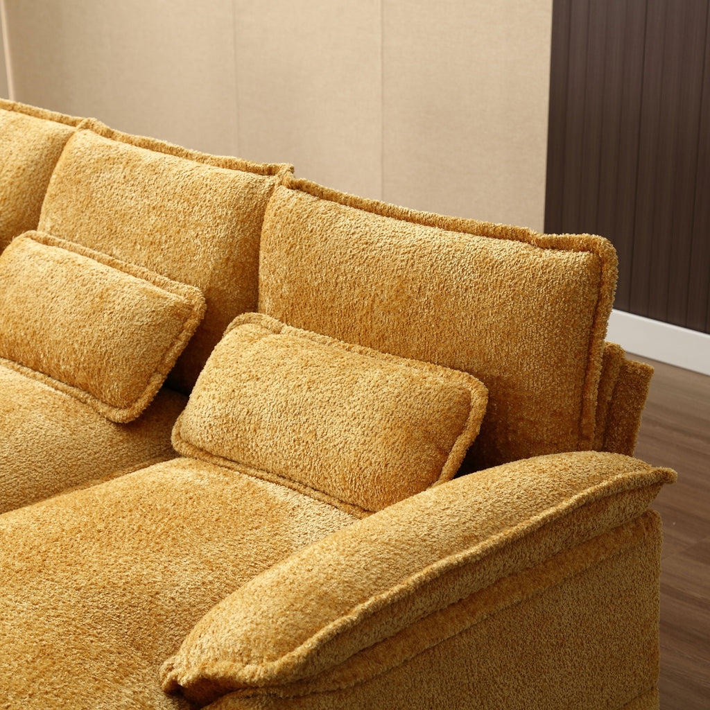JONPONY109.45 U Shaped Couch,Oversized 4 Seat Sectional with 4 Waist Pillows, Convertible Upholstery Symmetrical Sofá,Sleeper Sofa Couch with Double Chaise Lounge &Memory Foam for Living Room, Beige