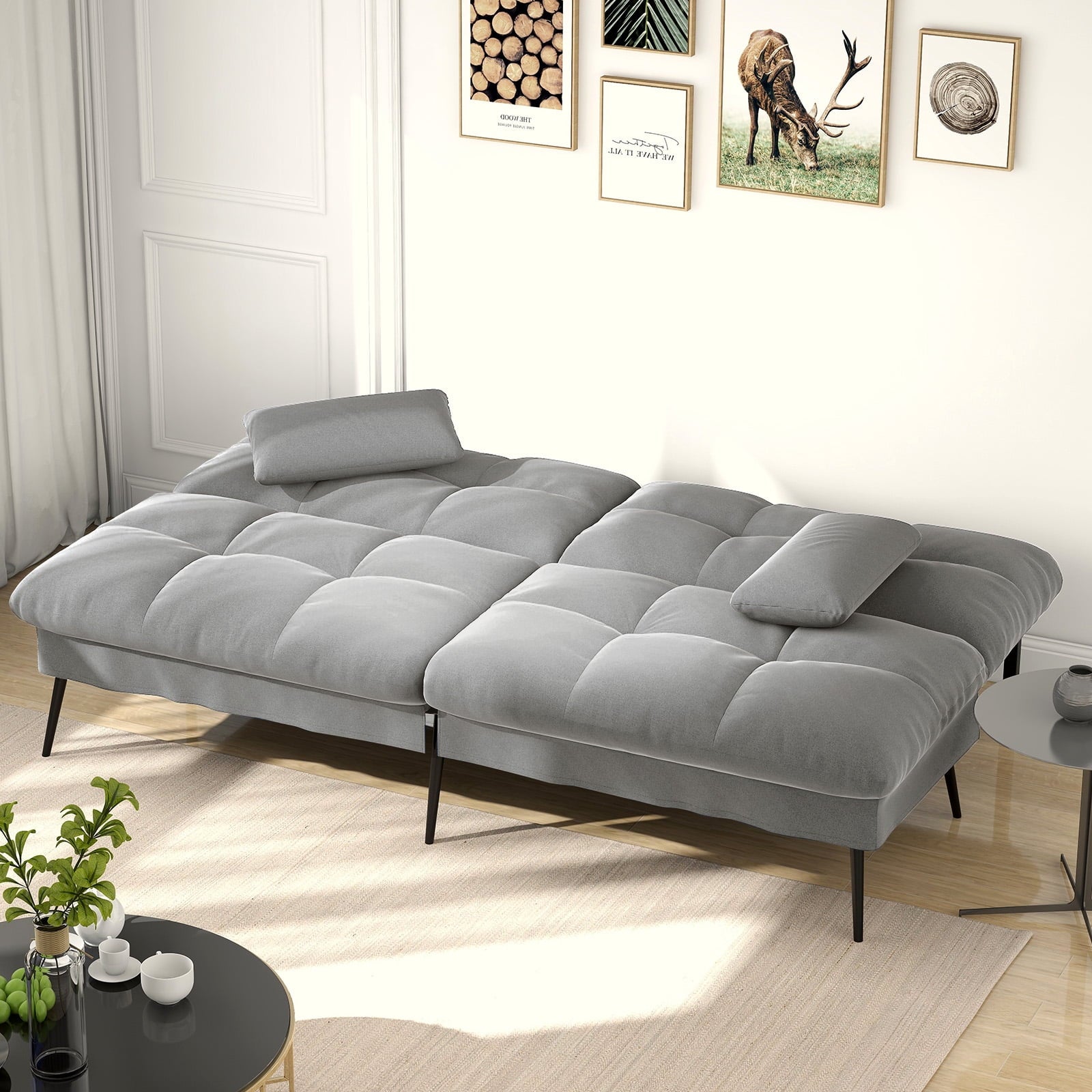 COMHOMA Cloud Comfort Convertible Futon Sofa Bed, Gray