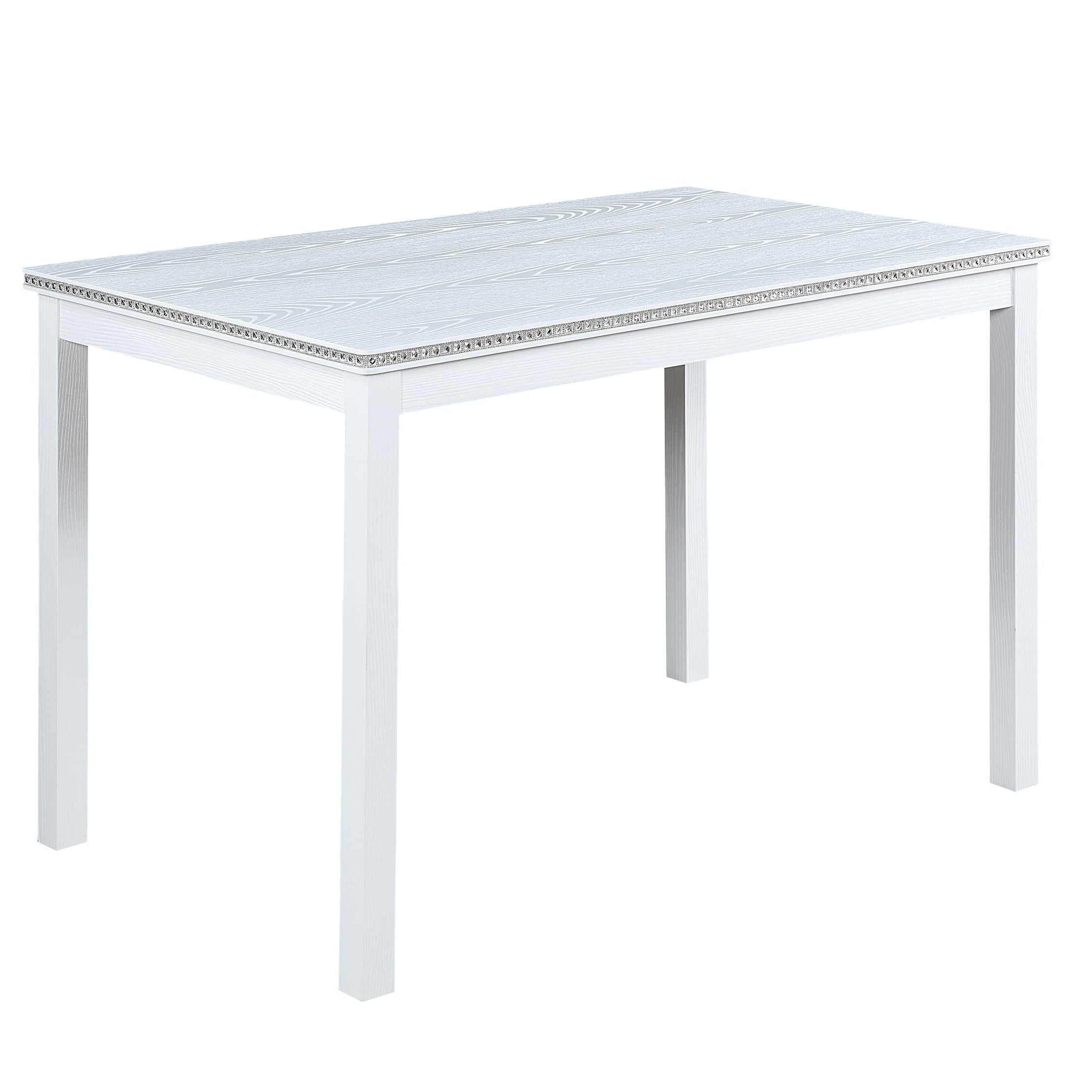 UHOMEPRO 5 Piece Dining Table Set, Modern Dining Table Sets with Rectangular Table and 4 Fabric Upholstered Chairs, Dining Set for Kitchen and Dining Room, White