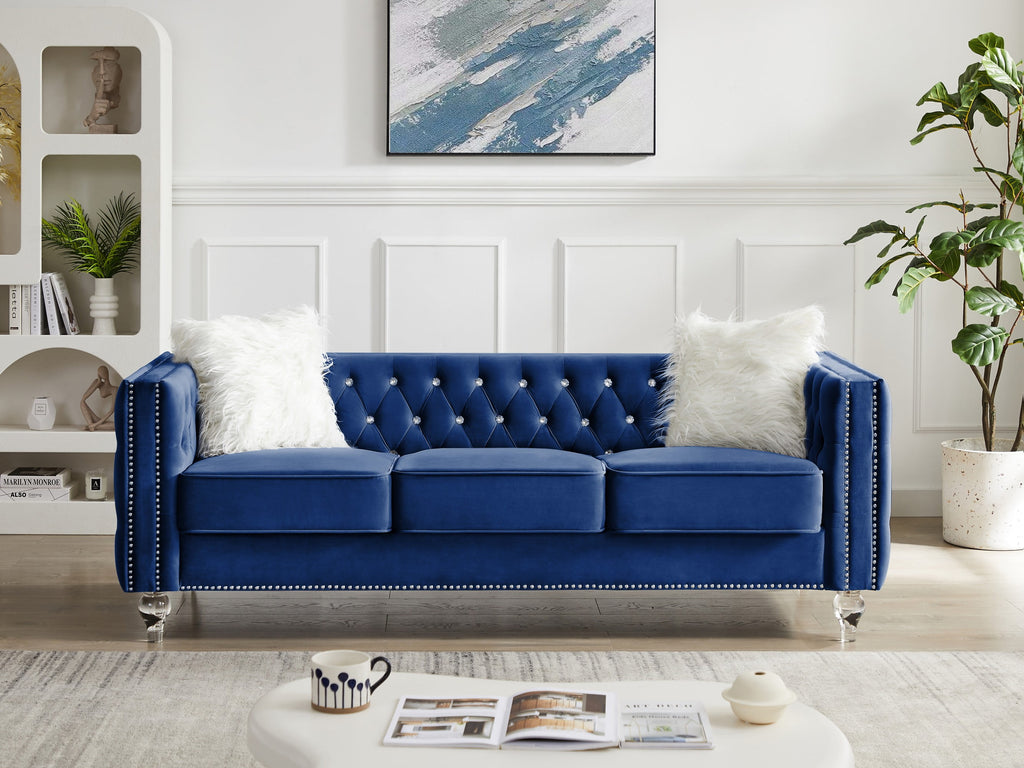 Gewnee 86.6 Modern Sofa Couch,Teddy Velvet 3 Seaters Comfy Couch with Deep Seat for Living Room,2 Pillows,Beige
