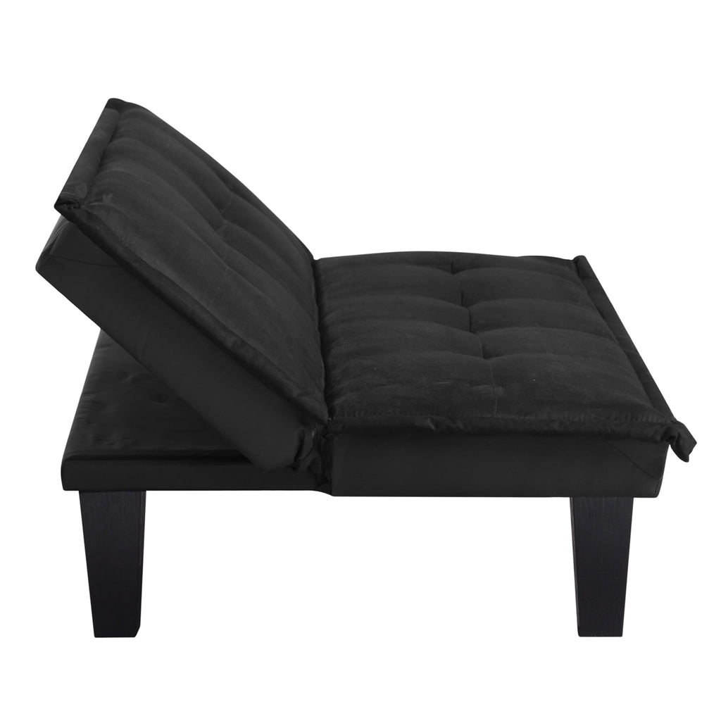 Modern Faux Suede Convertible Futon Sofa Bed,Upholstered Futon Couch with 3 Adjustable Backrest Angles,Suitable for Apartment,Living Room,Small Space,Black