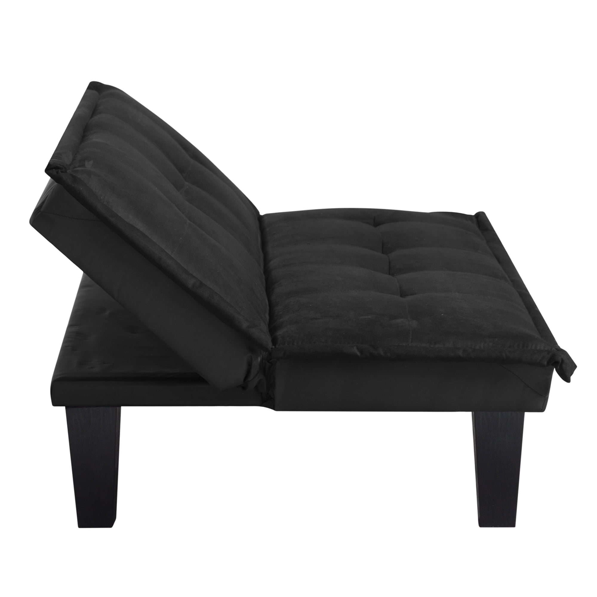 Modern Faux Suede Convertible Futon Sofa Bed,Upholstered Futon Couch with 3 Adjustable Backrest Angles,Suitable for Apartment,Living Room,Small Space,Black