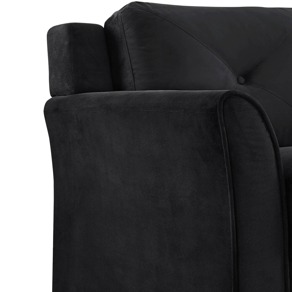 Lifestyle Solutions Taryn Curved Arms Sofa, Black Fabric